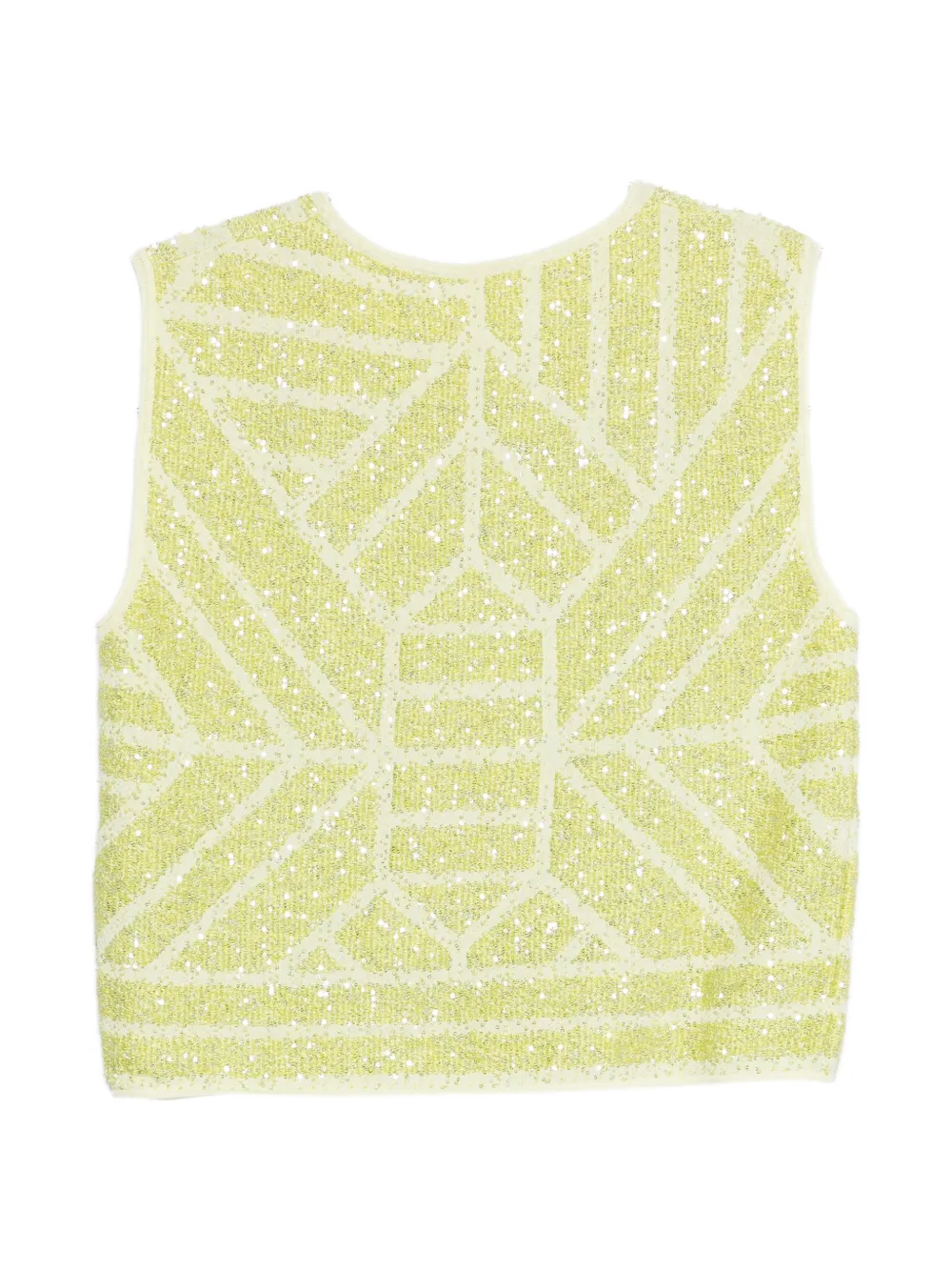  Circus Hotel Geometric Sequin Top - Yellow 