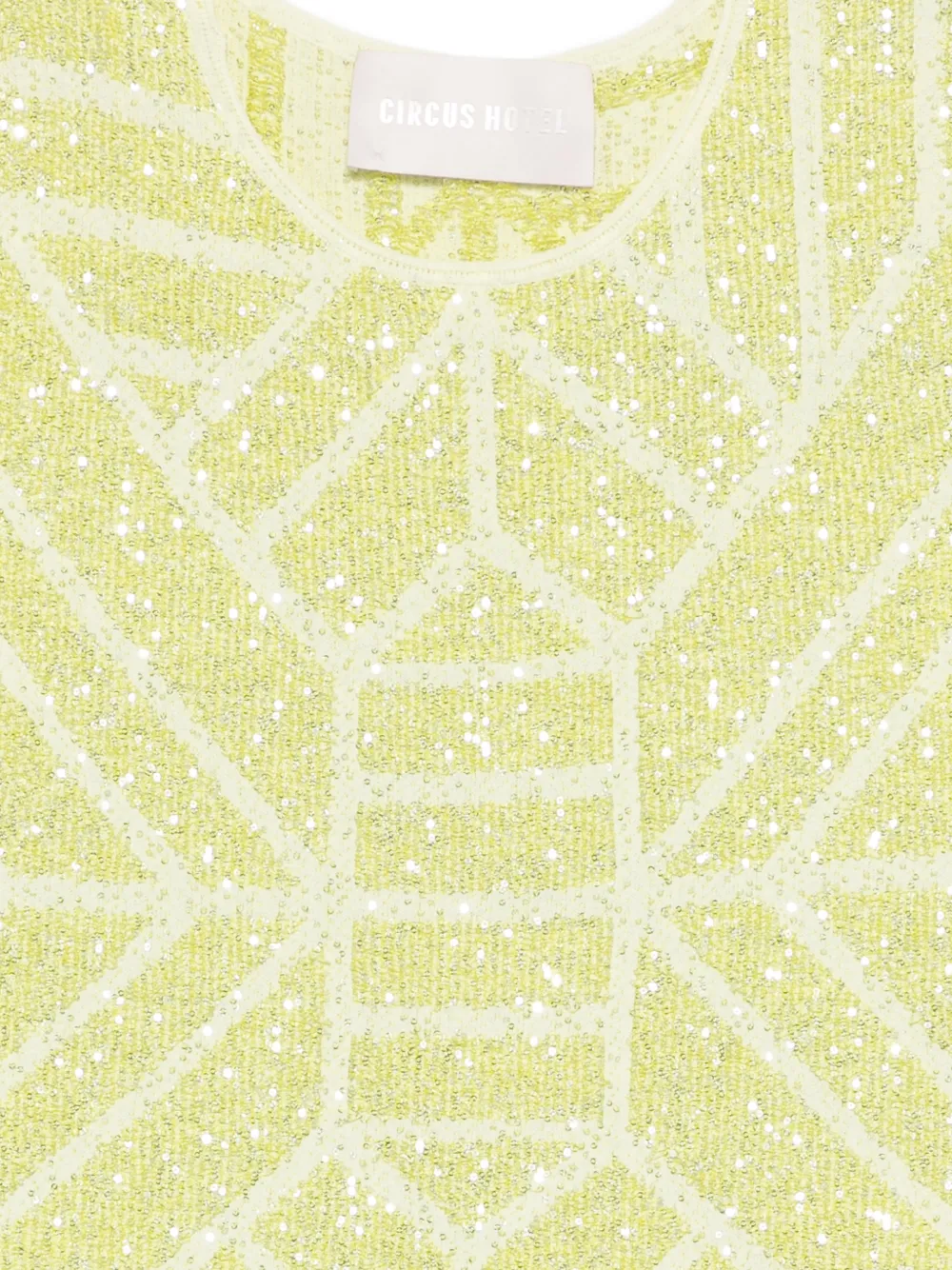  Circus Hotel Geometric Sequin Top - Yellow 