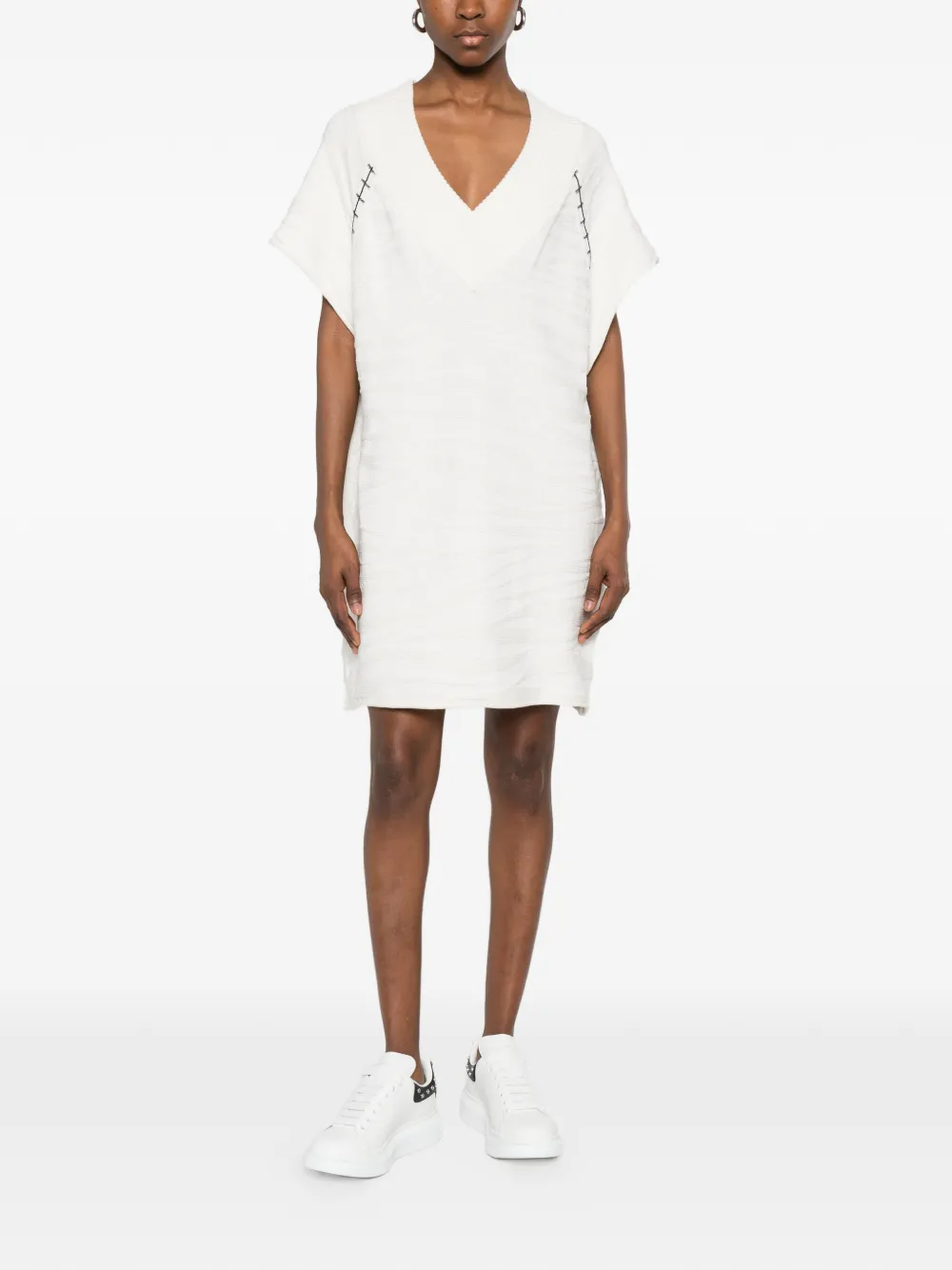 Just Cavalli Mini-jurk met V-hals en gestikt detail Wit