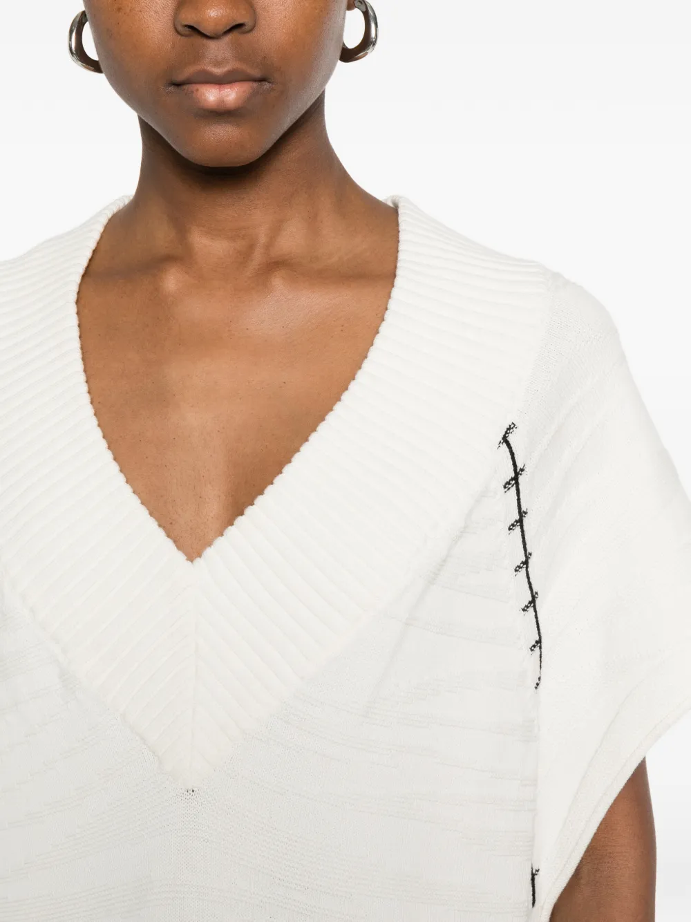 Just Cavalli Mini-jurk met V-hals en gestikt detail Wit