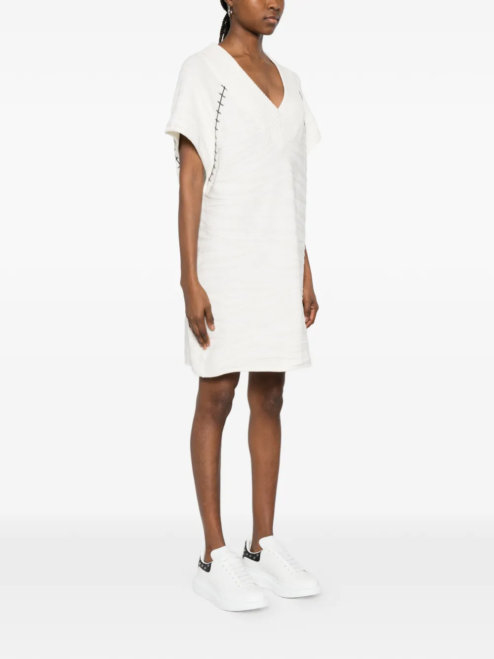 Just Cavalli Mini-jurk met V-hals en gestikt detail Wit