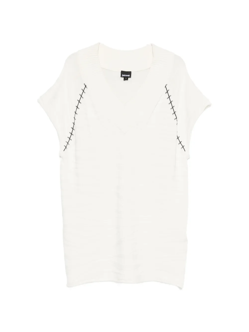 Just Cavalli V-neck stitch-detail mini dress - Bianco