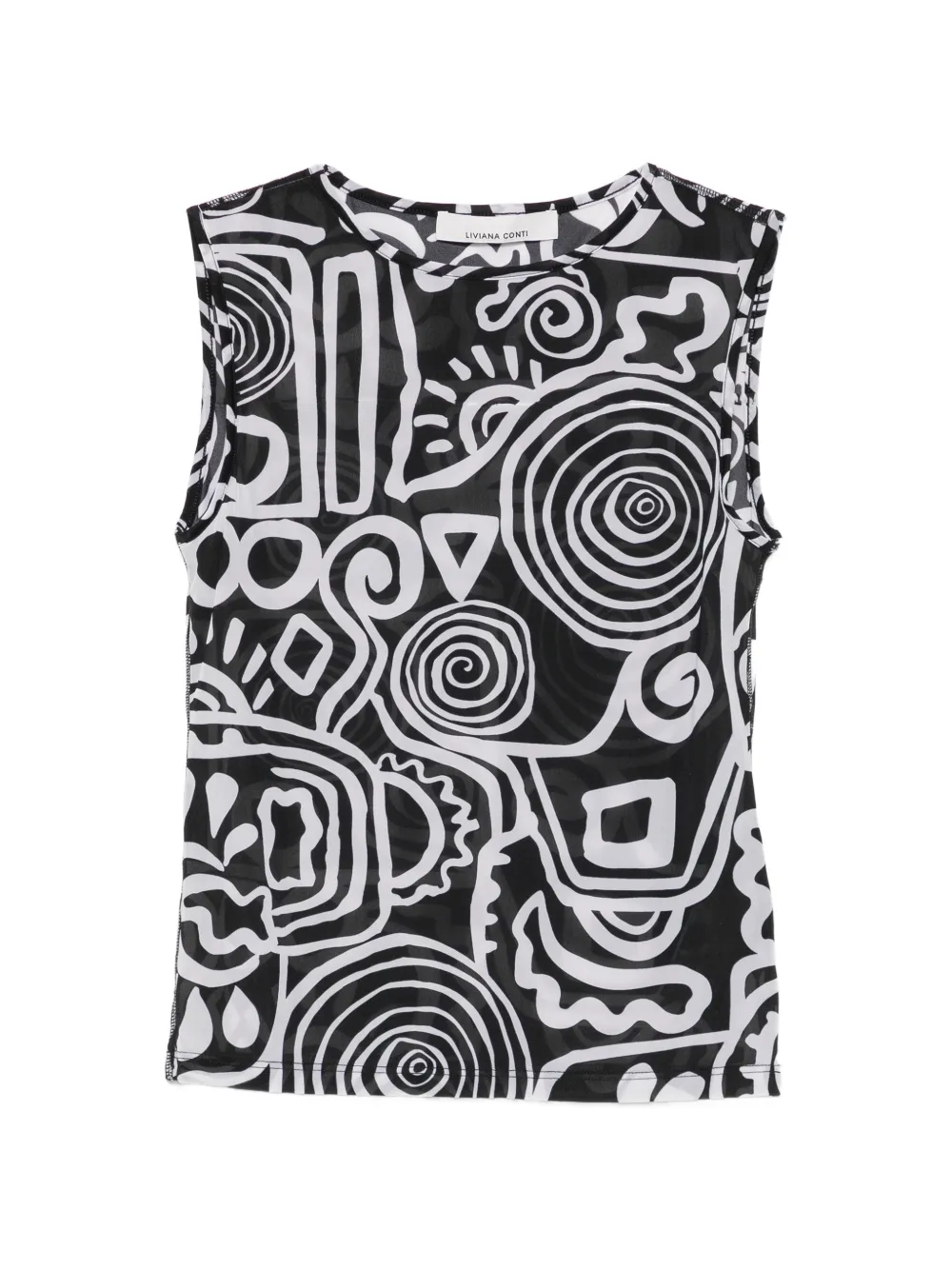 Liviana Conti abstract-print sleeveless T-shirt - Nero