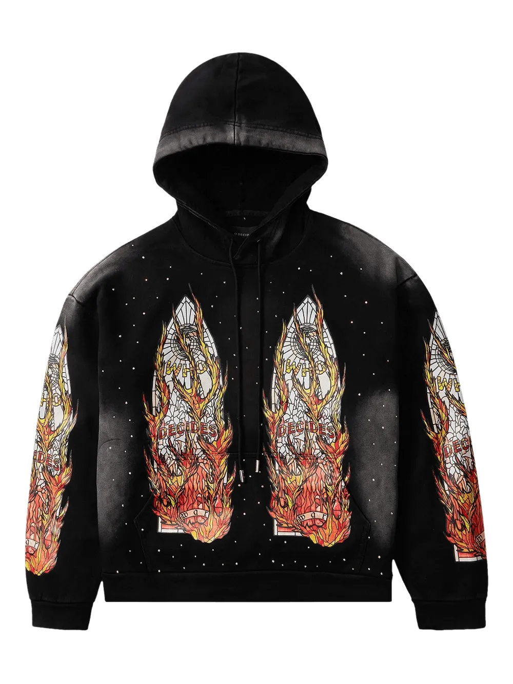 Who Decides War Flames Glass hoodie | Black | Image 1
