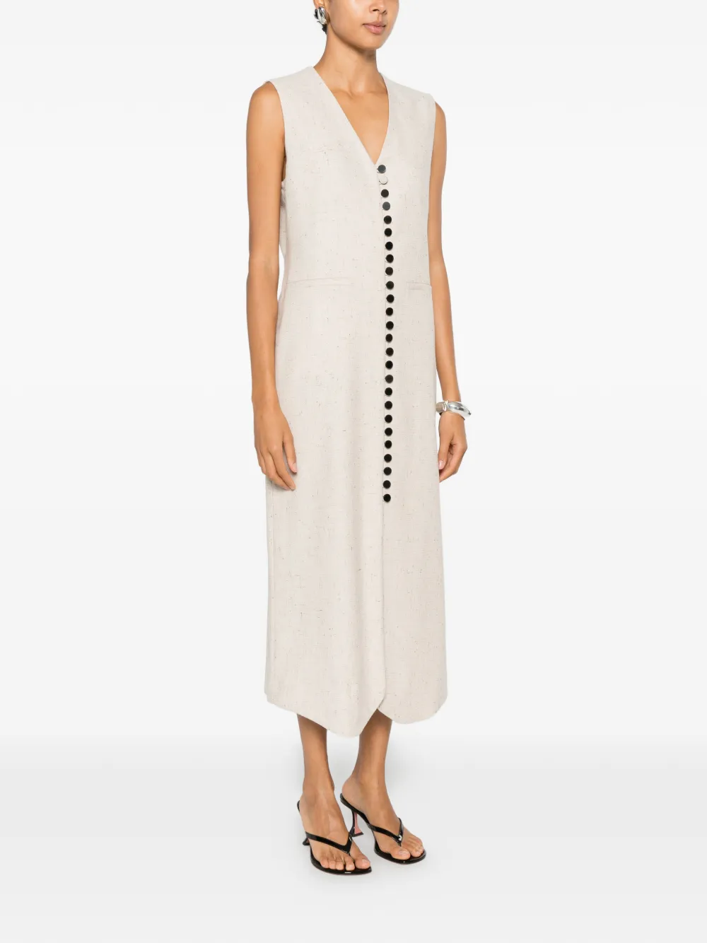 By Malene Birger Asadin mouwloze button-up midi-jurk Beige