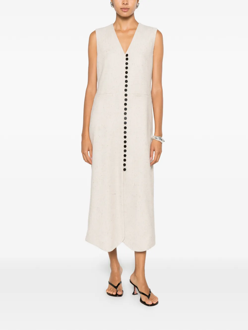 By Malene Birger Asadin mouwloze button-up midi-jurk Beige
