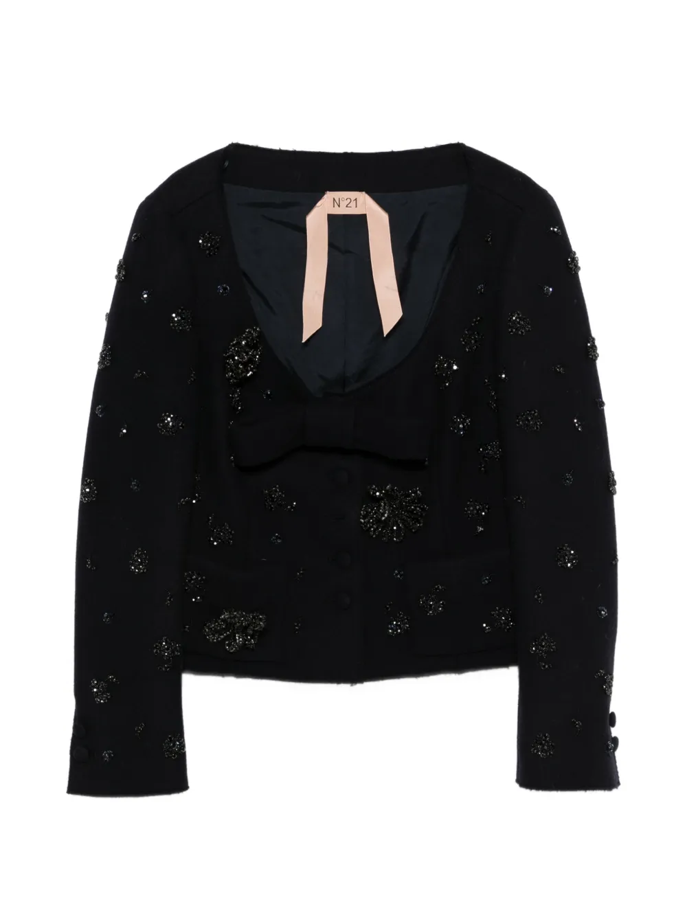 Nº21 floral-embellishment jacket - Nero