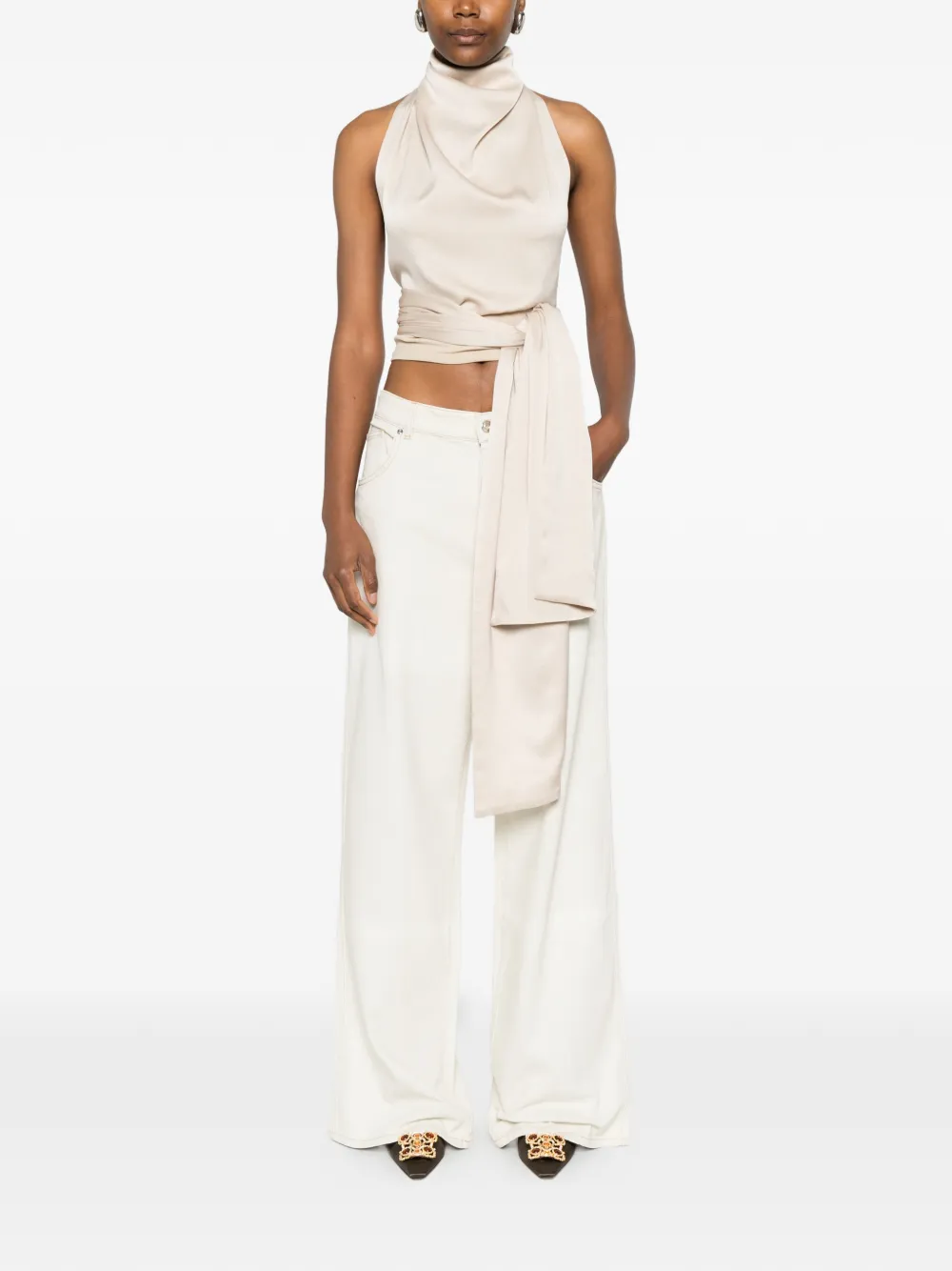 Blumarine Jeans met wijde pijpen Beige