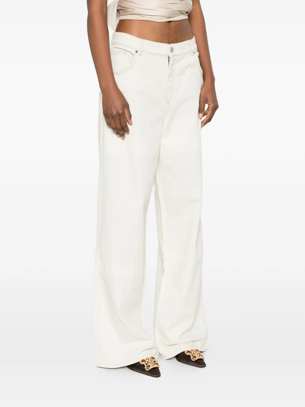 Blumarine Jeans met wijde pijpen Beige