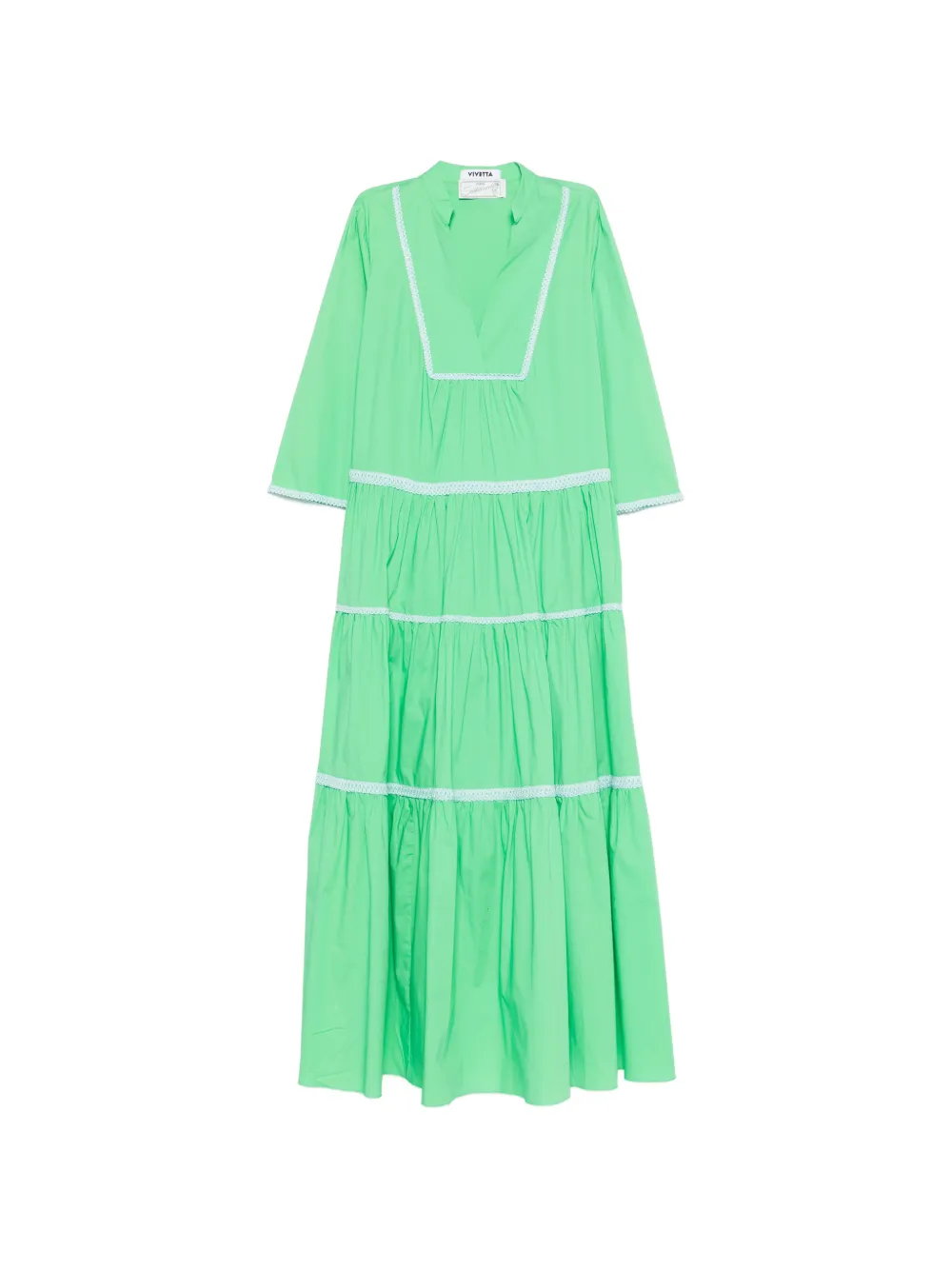 Vivetta tiered crochet-trim maxi dress - Verde