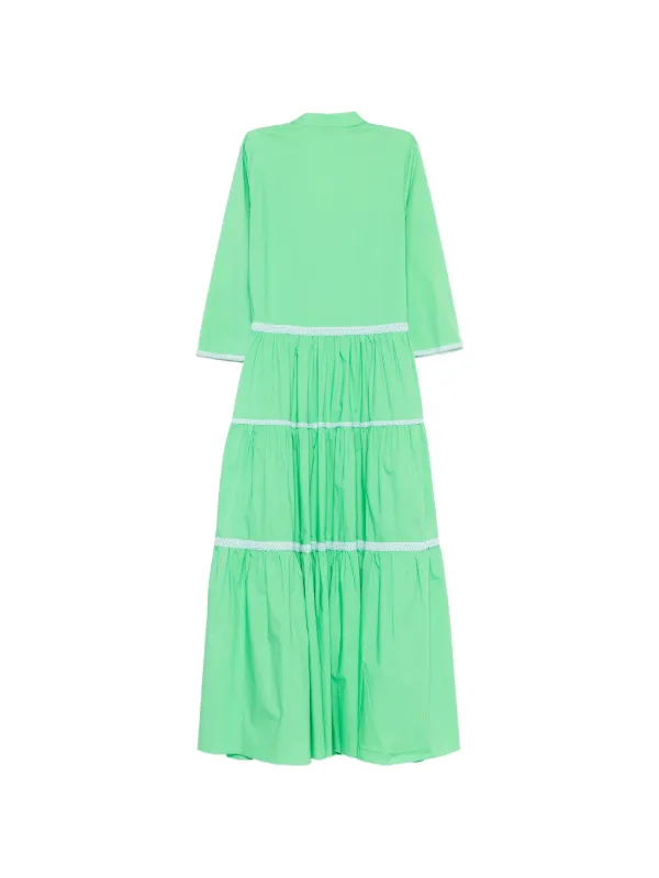 Vivetta Tiered crochet-trim Maxi Dress | Green