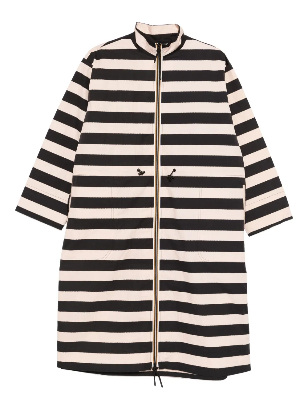 PSOPHIA striped zip parka coat - ブラック PSOPHIA striped zip parka coat - ブラック