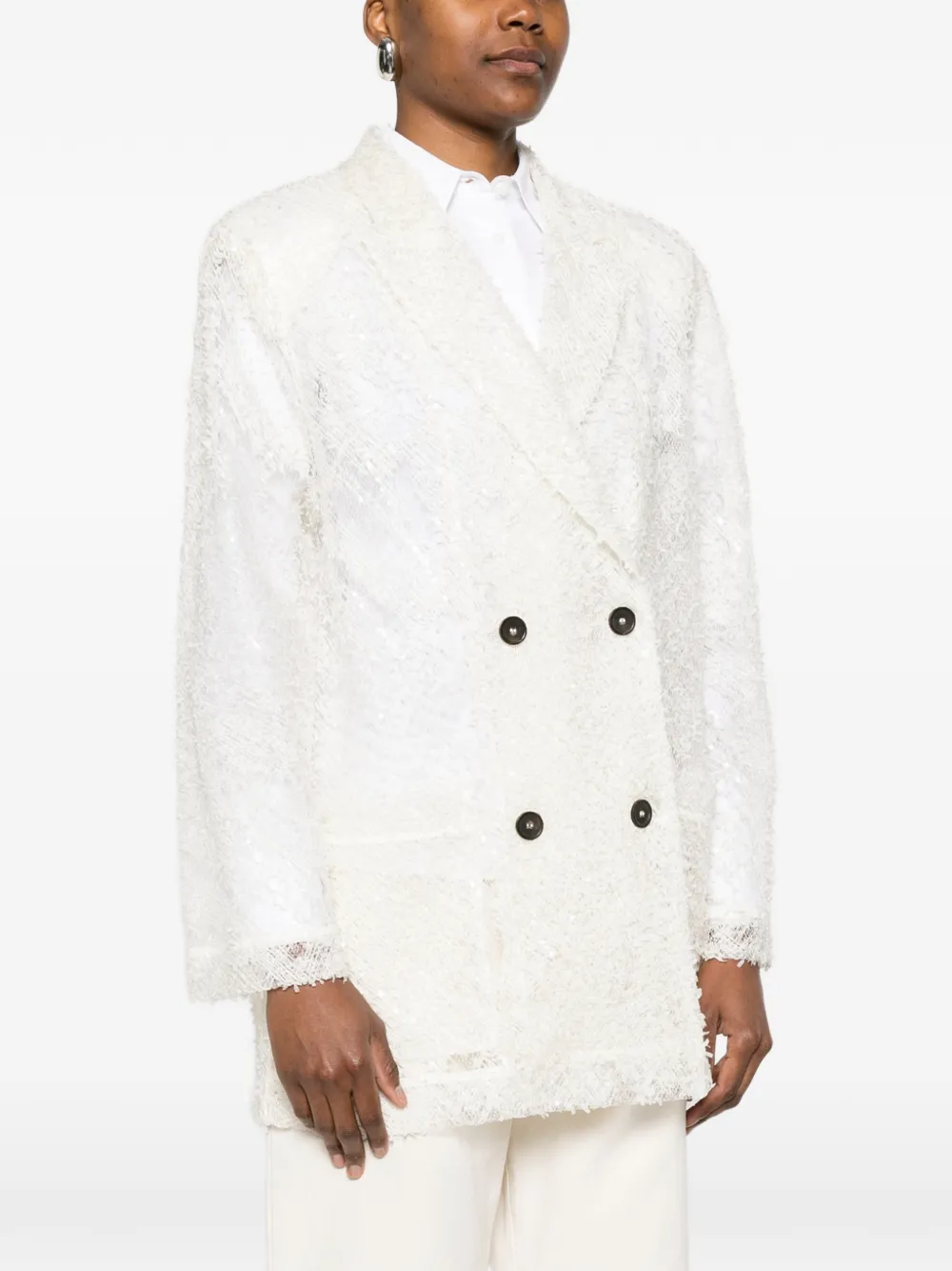 Double-Breasted Fringed Jacket