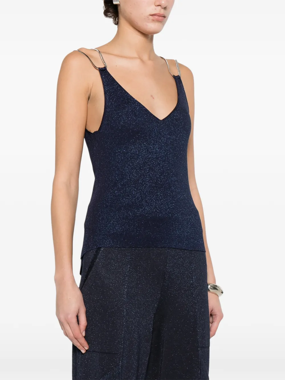  Circus Hotel V-neck Top - Blue 