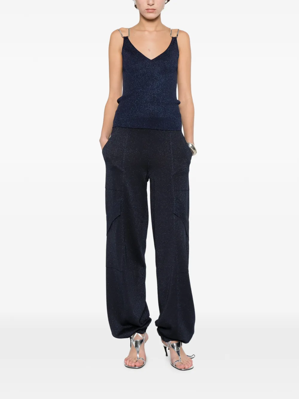  Circus Hotel V-neck Top - Blue 