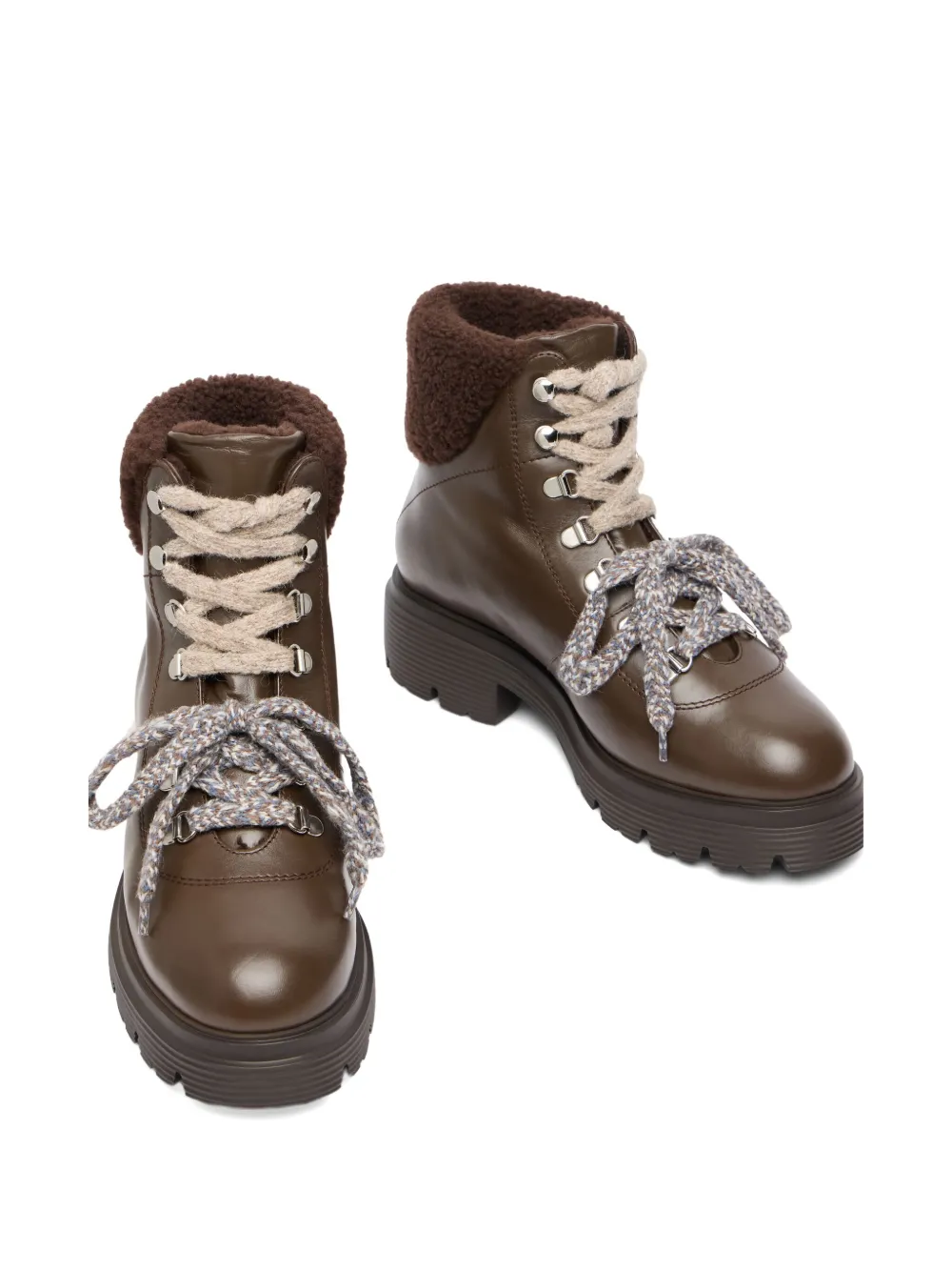 Stuart Weitzman Hudson Lite Genuine Shearling Lined Lace-up Bootie In Brown