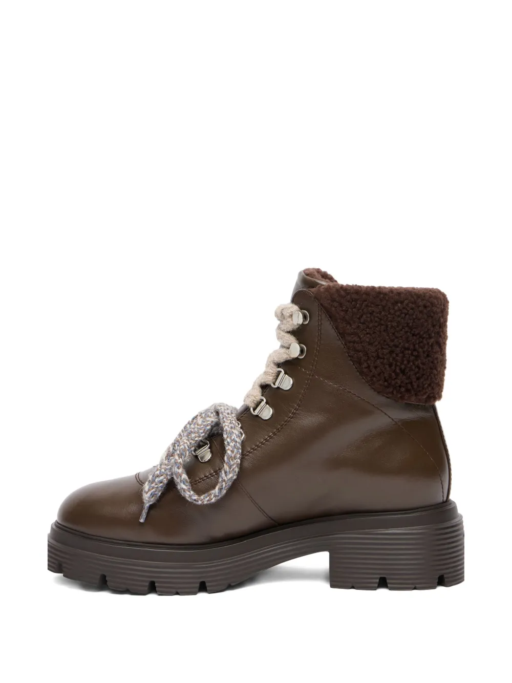 Stuart Weitzman Hudson Lite Genuine Shearling Lined Lace-up Bootie In Brown