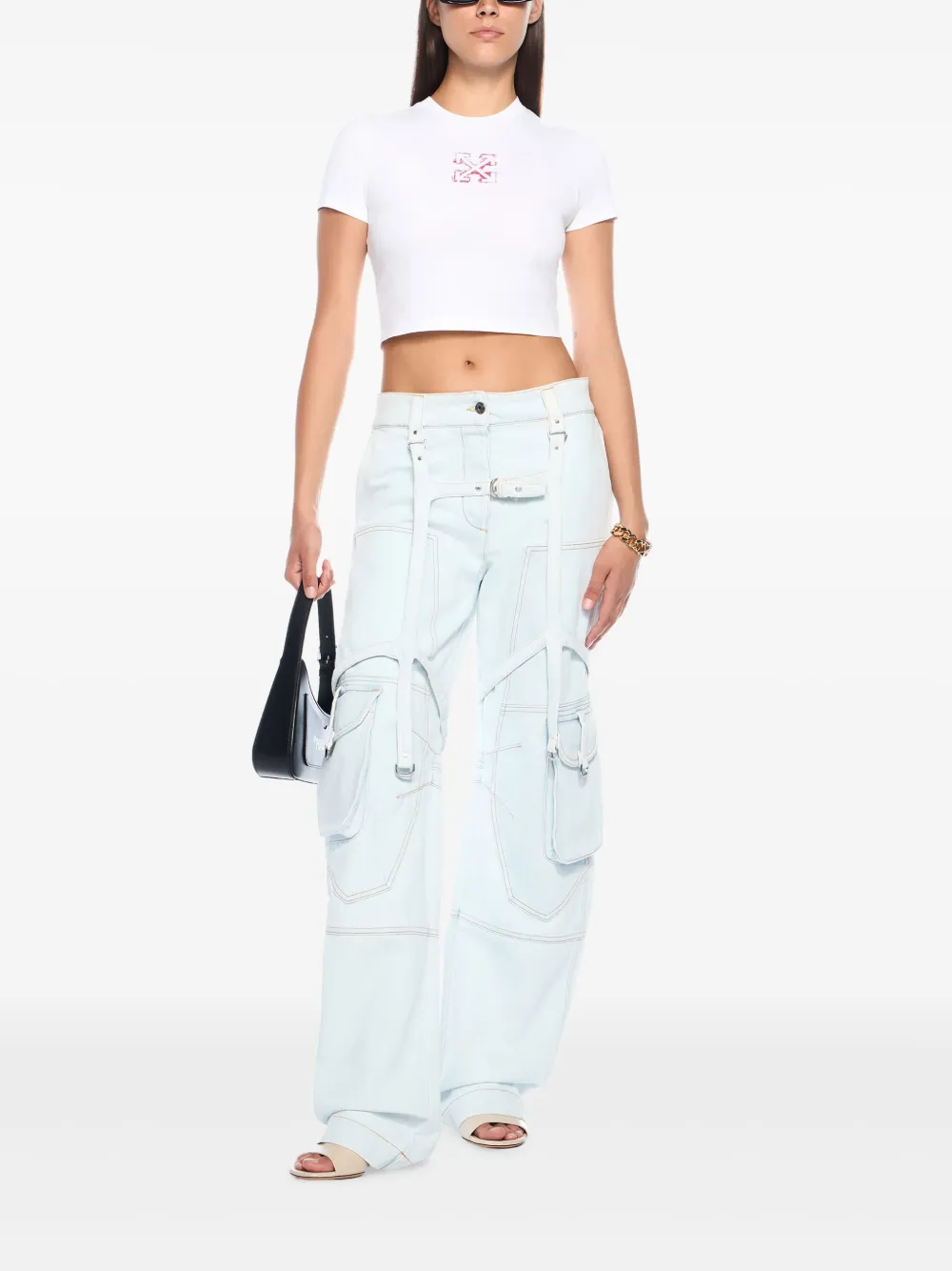 Off-White multiple-pocket cargo jeans - Blauw