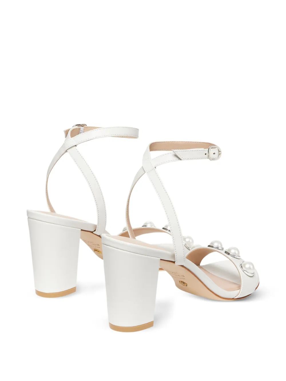 Stuart Weitzman 80 mm Nearlybare Portia sandalen verfraaid met parels Wit