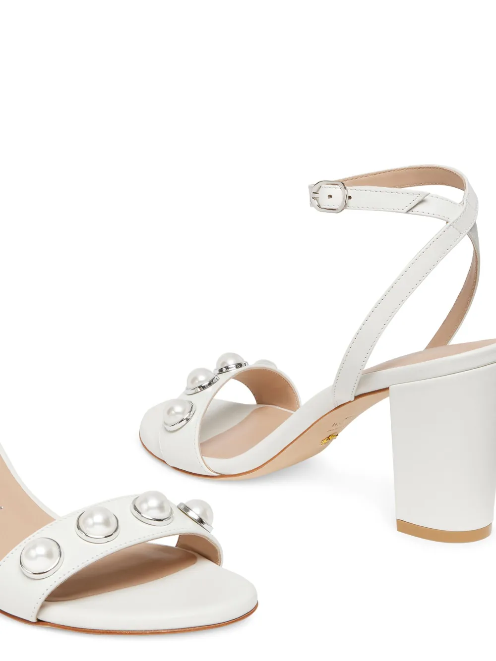 Stuart Weitzman 80 mm Nearlybare Portia sandalen verfraaid met parels Wit