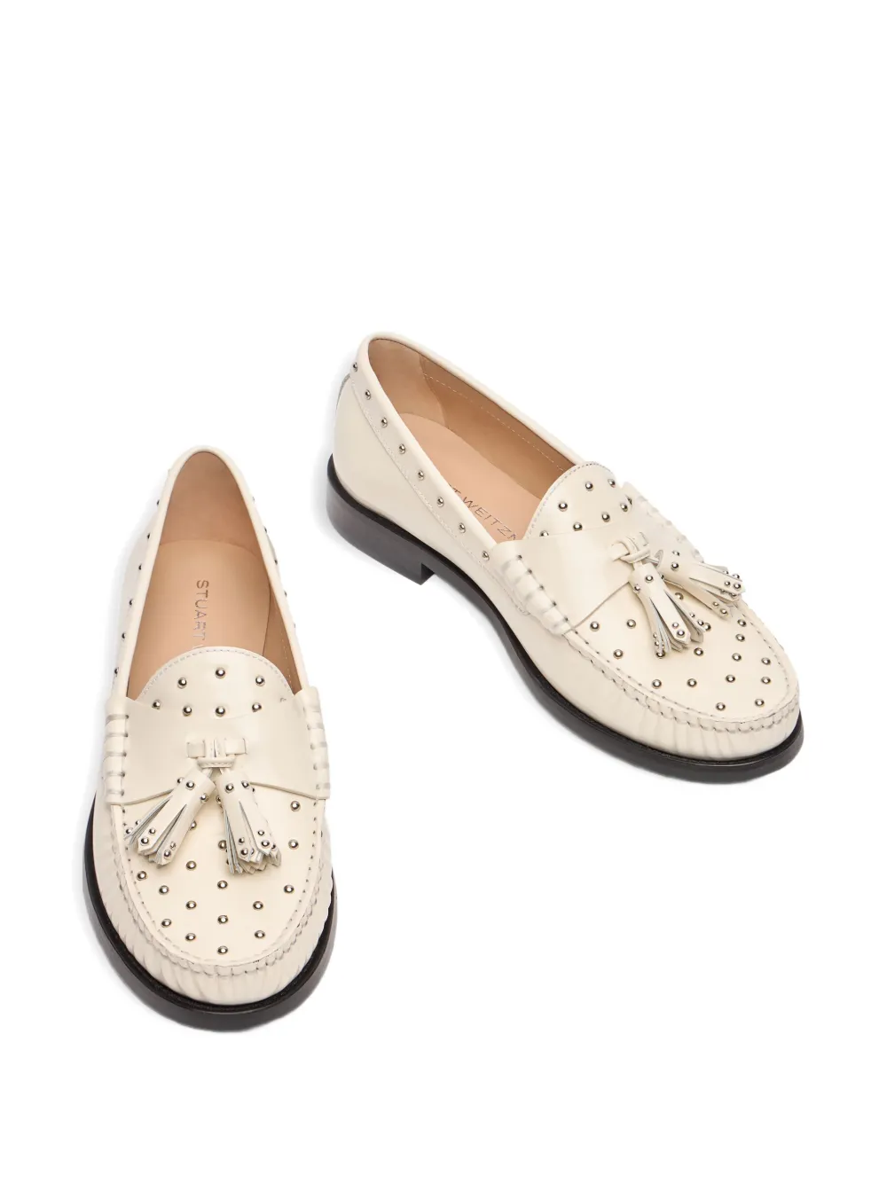 Stuart Weitzman Lottie Sostud Loafers In Neutral