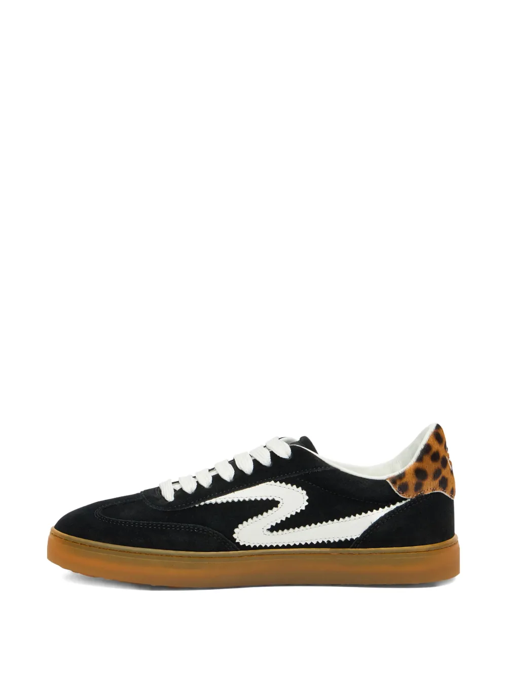 Stuart Weitzman S-shaped Motif Lace-up Sneakers In Black