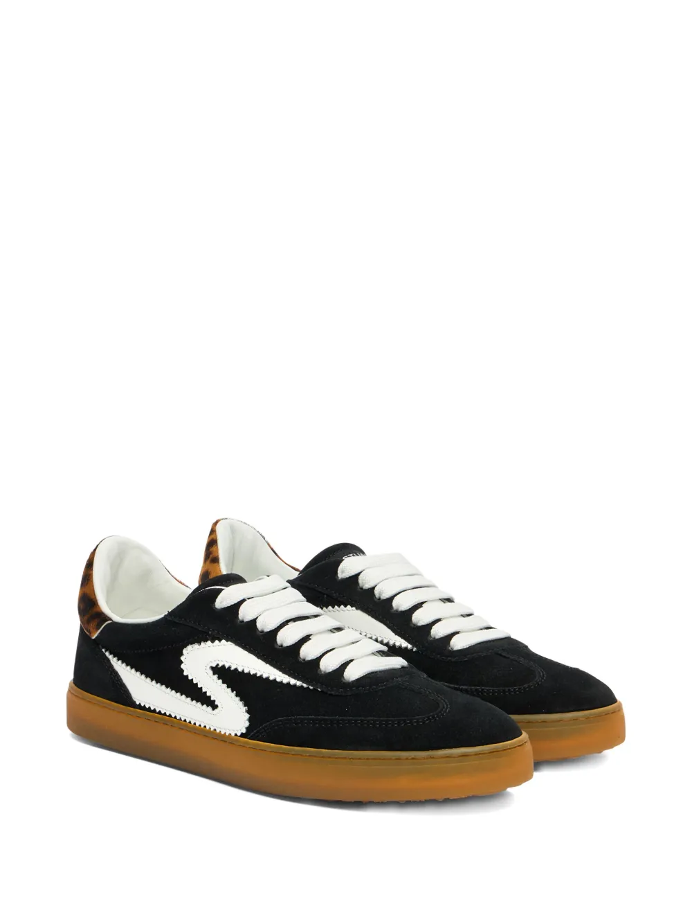 Stuart Weitzman S-shaped Motif Lace-up Sneakers In Black