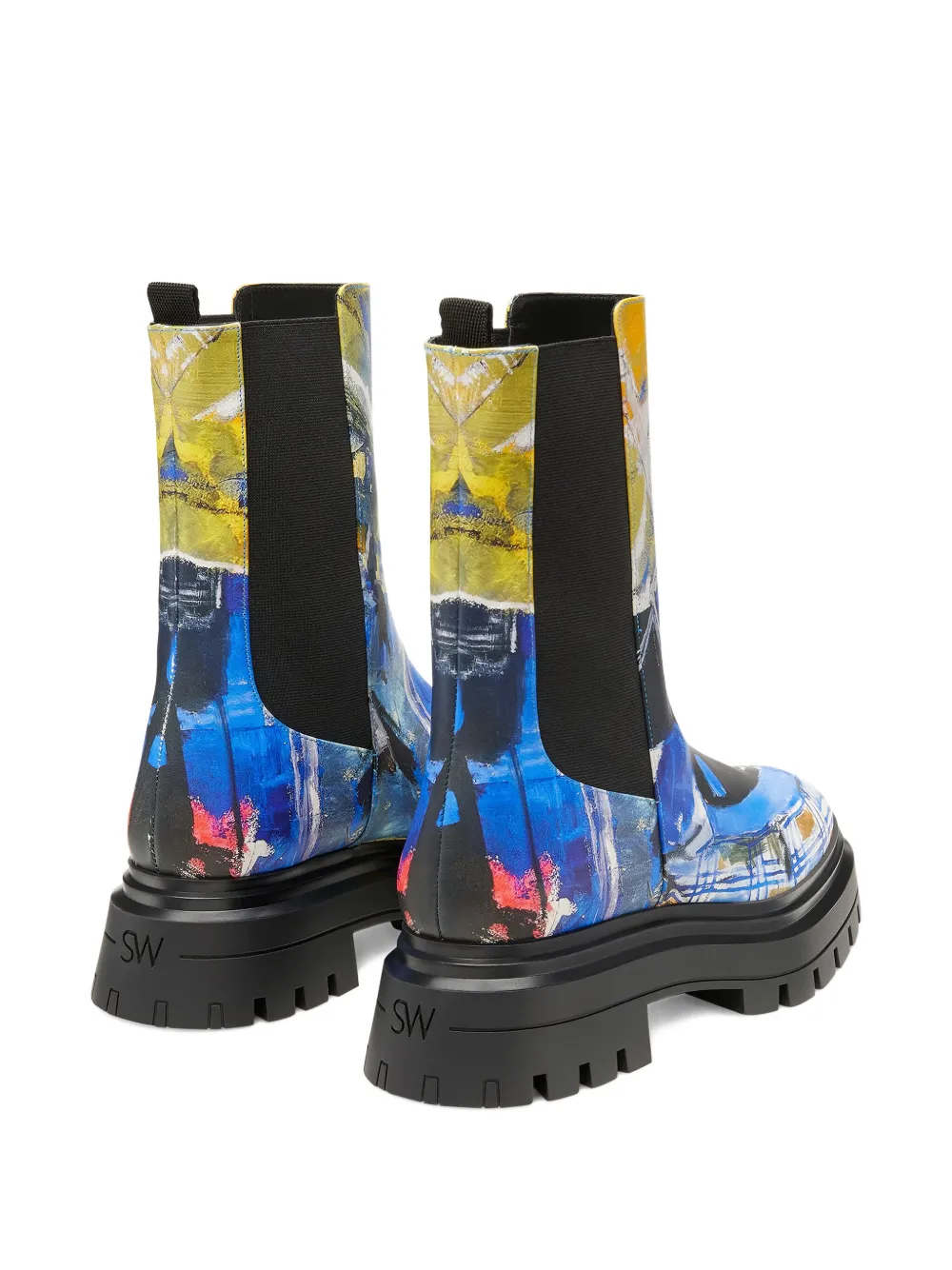 Stuart Weitzman x KidSuper 50 mm Bedford Chelsea laarzen met chunky zool Blauw