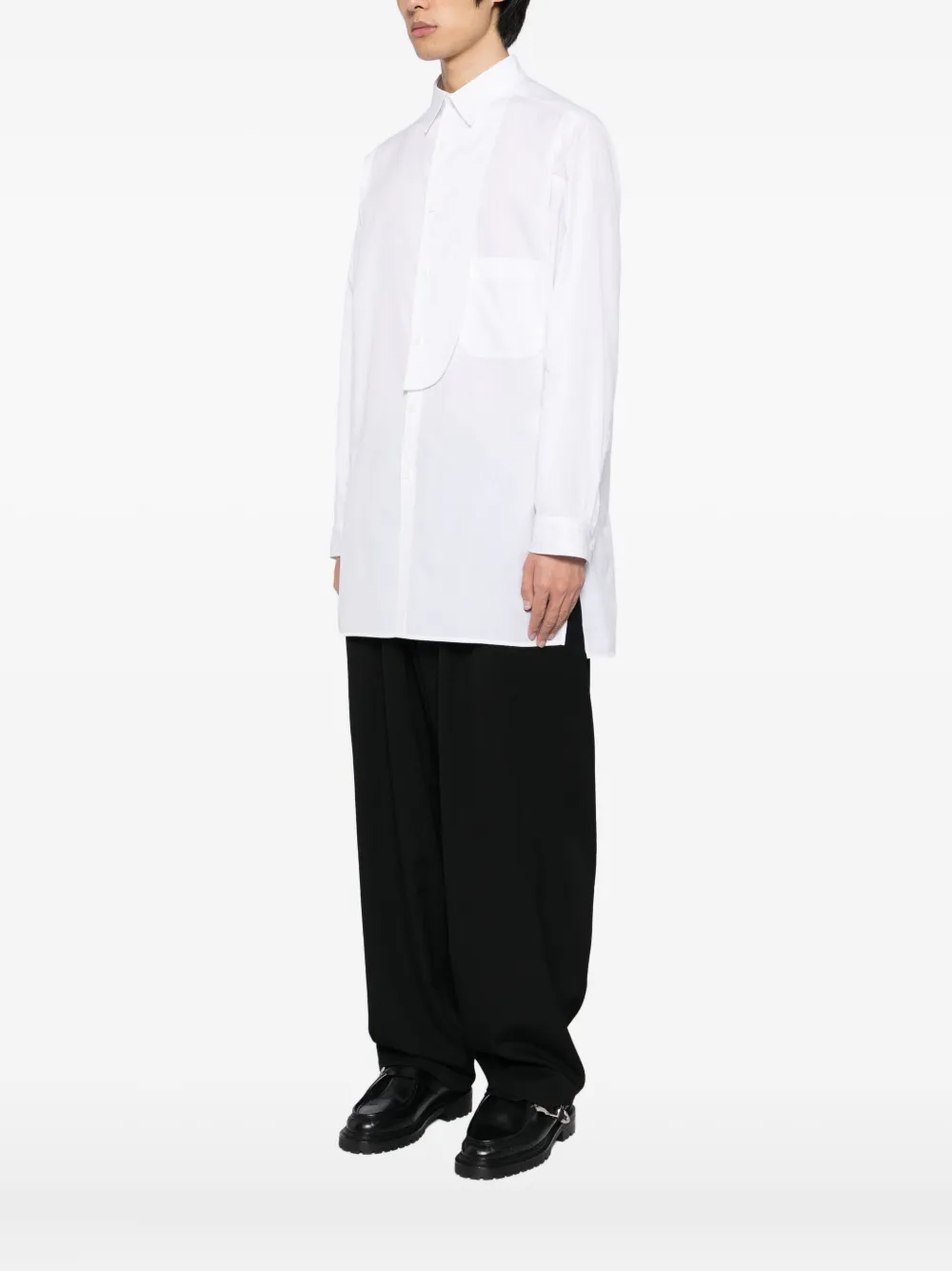 Yohji Yamamoto Buttoned-up Long-sleeved Shirt In White