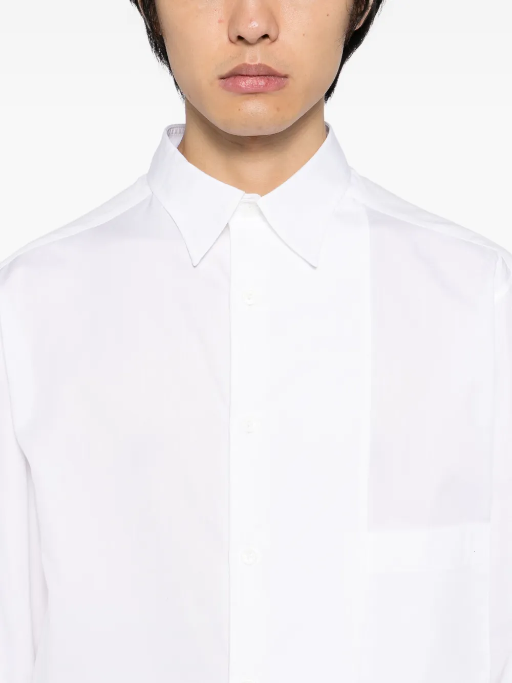 Yohji Yamamoto Buttoned-up Long-sleeved Shirt In White