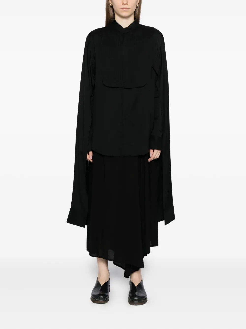 Yohji Yamamoto pintuck shirt - Zwart