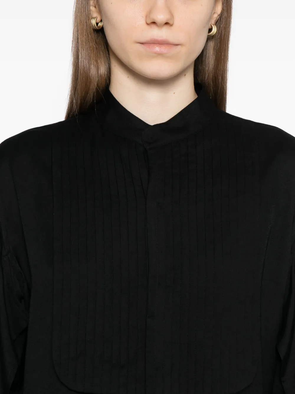 Yohji Yamamoto Gesmockt shirt Zwart