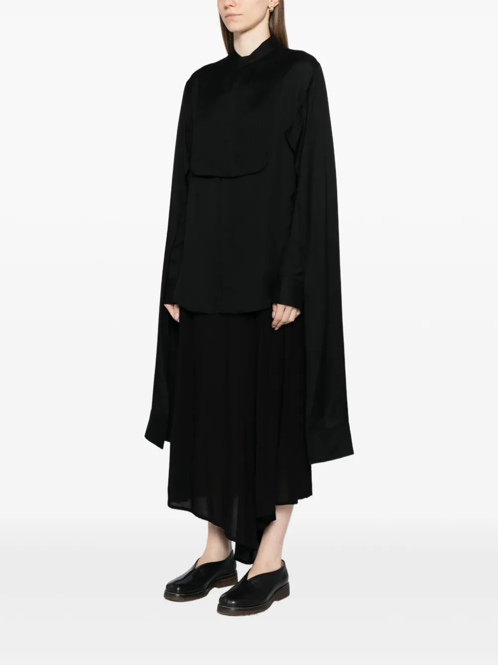 Yohji Yamamoto Gesmockt shirt Zwart