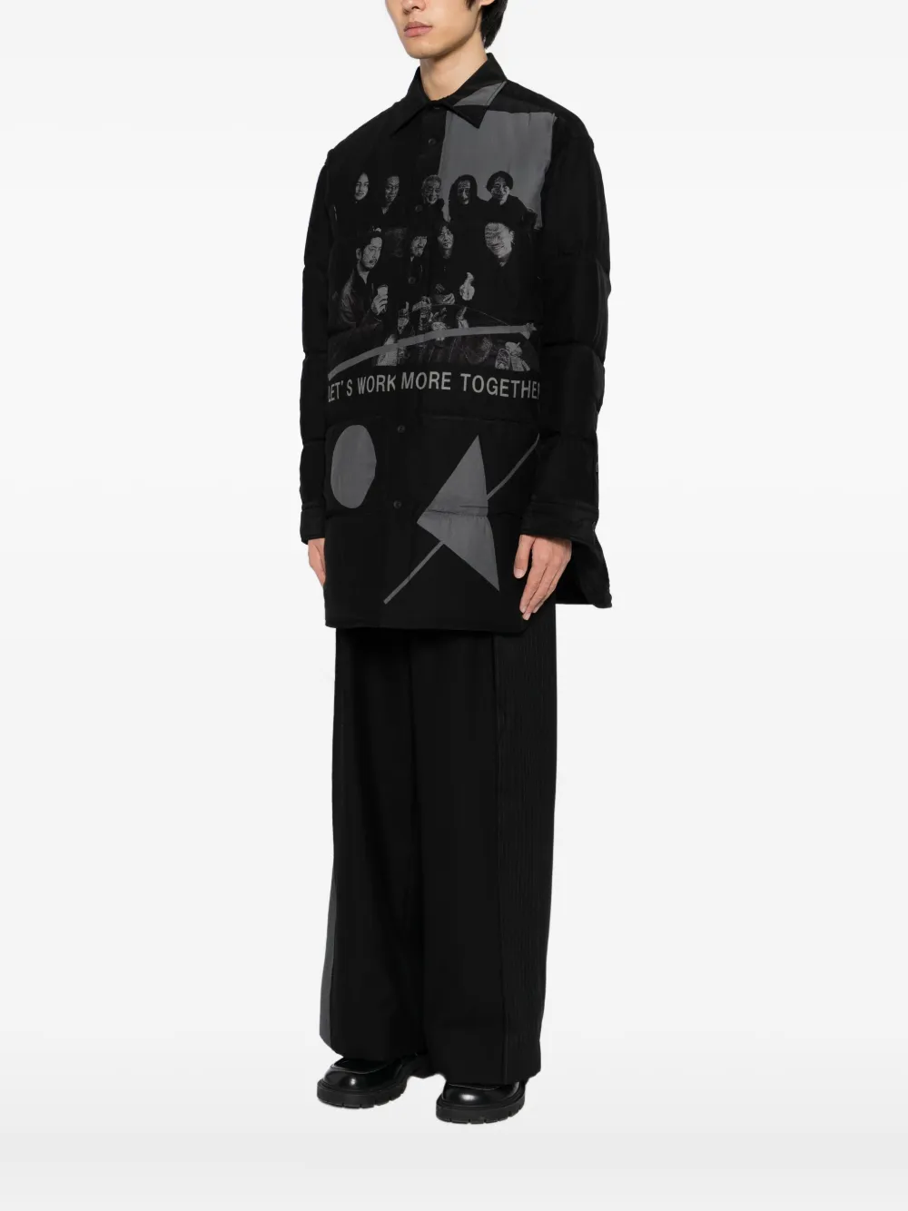 Yohji Yamamoto Graphic Padded Jacket In Black