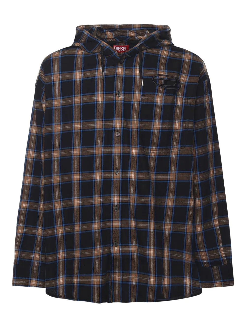 Diesel check-pattern hooded jacket | Blue | Image 1