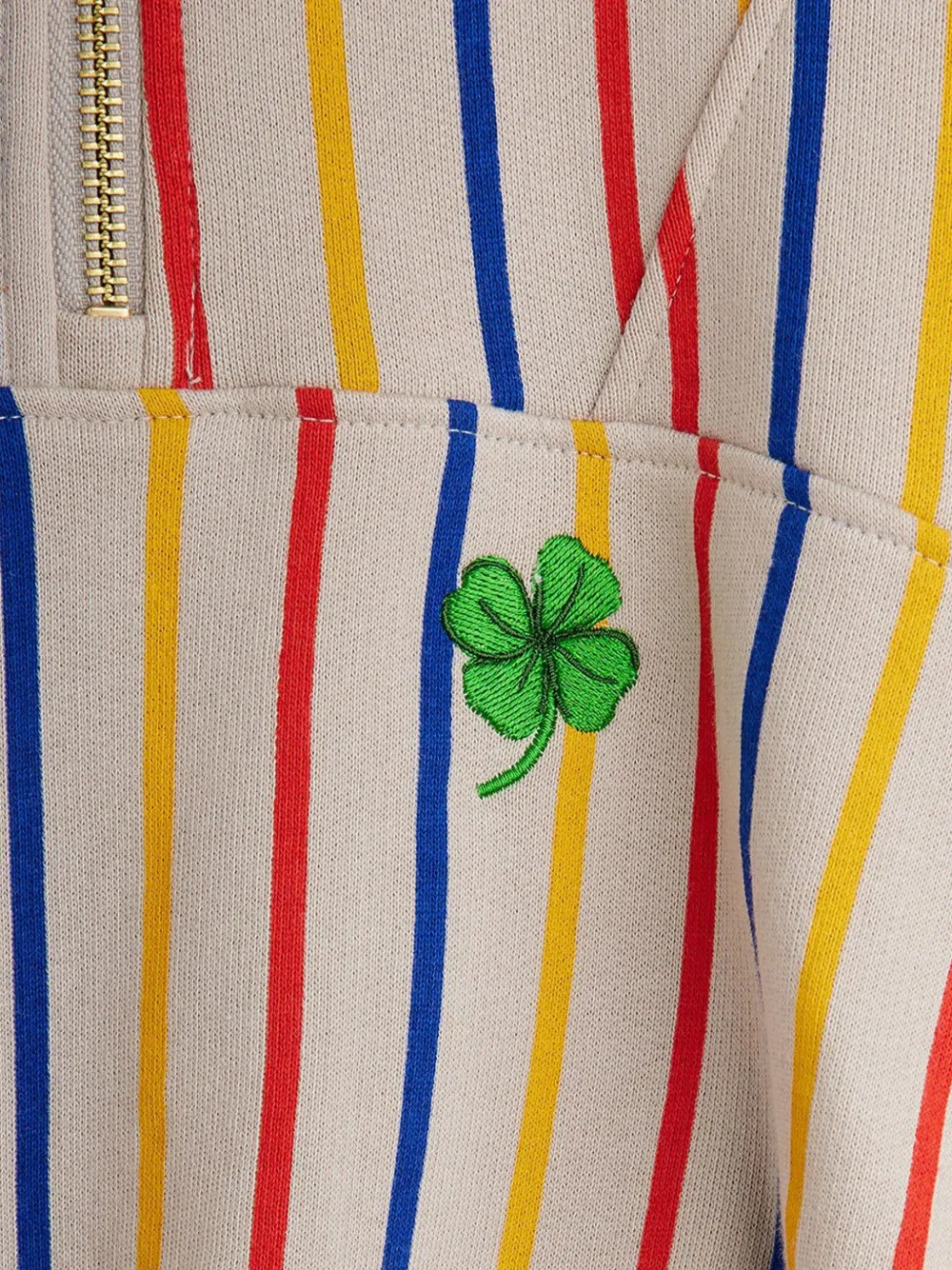 Mini Rodini Gestreepte top met borduurwerk Beige