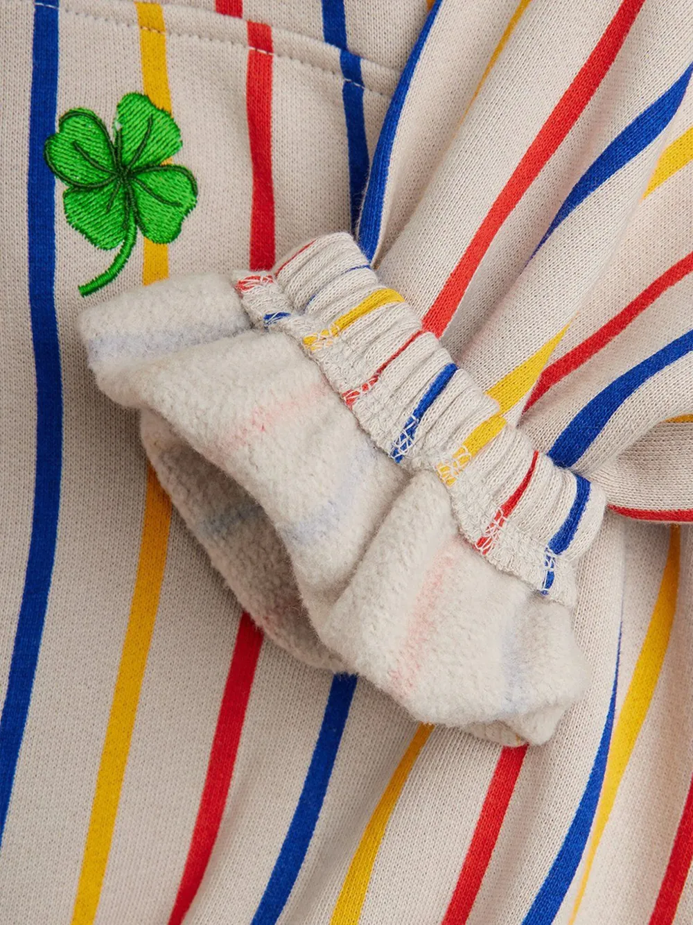 Mini Rodini Gestreepte top met borduurwerk Beige