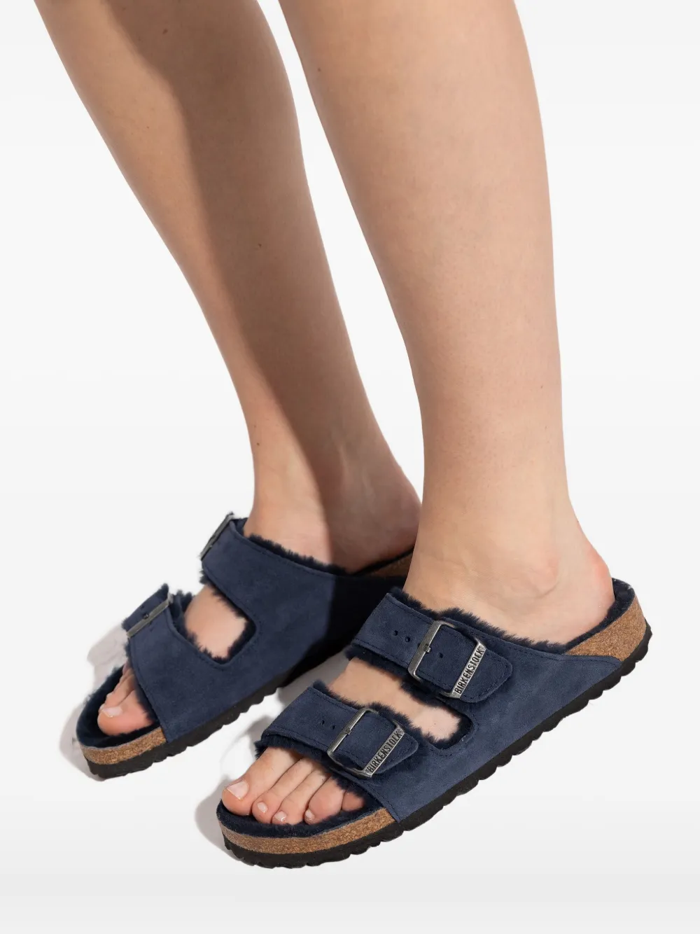 Birkenstock Sandalen met lammy voering en gesp Blauw