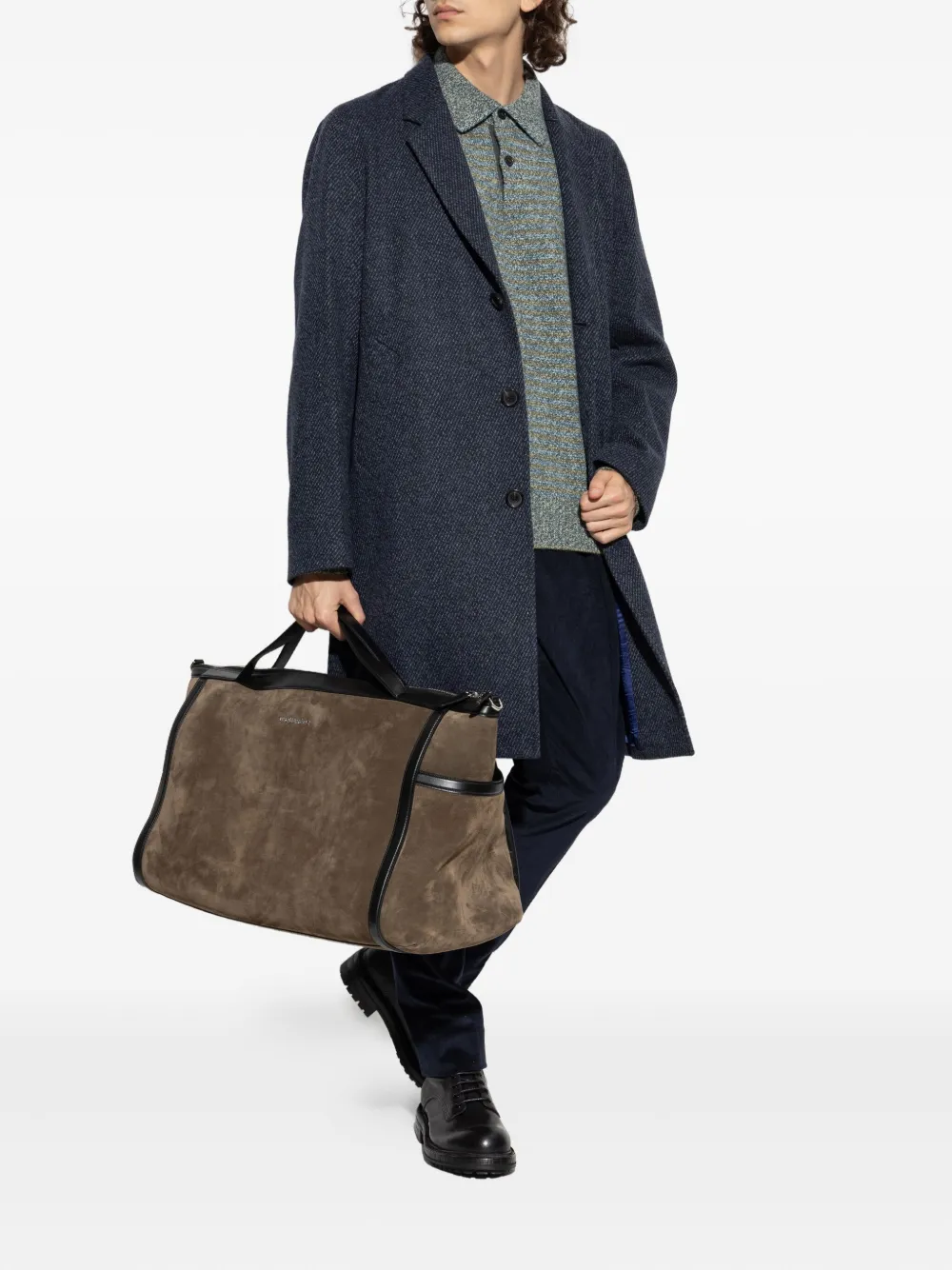 Ps By Paul Smith Buttoned Twill Coat In Blue