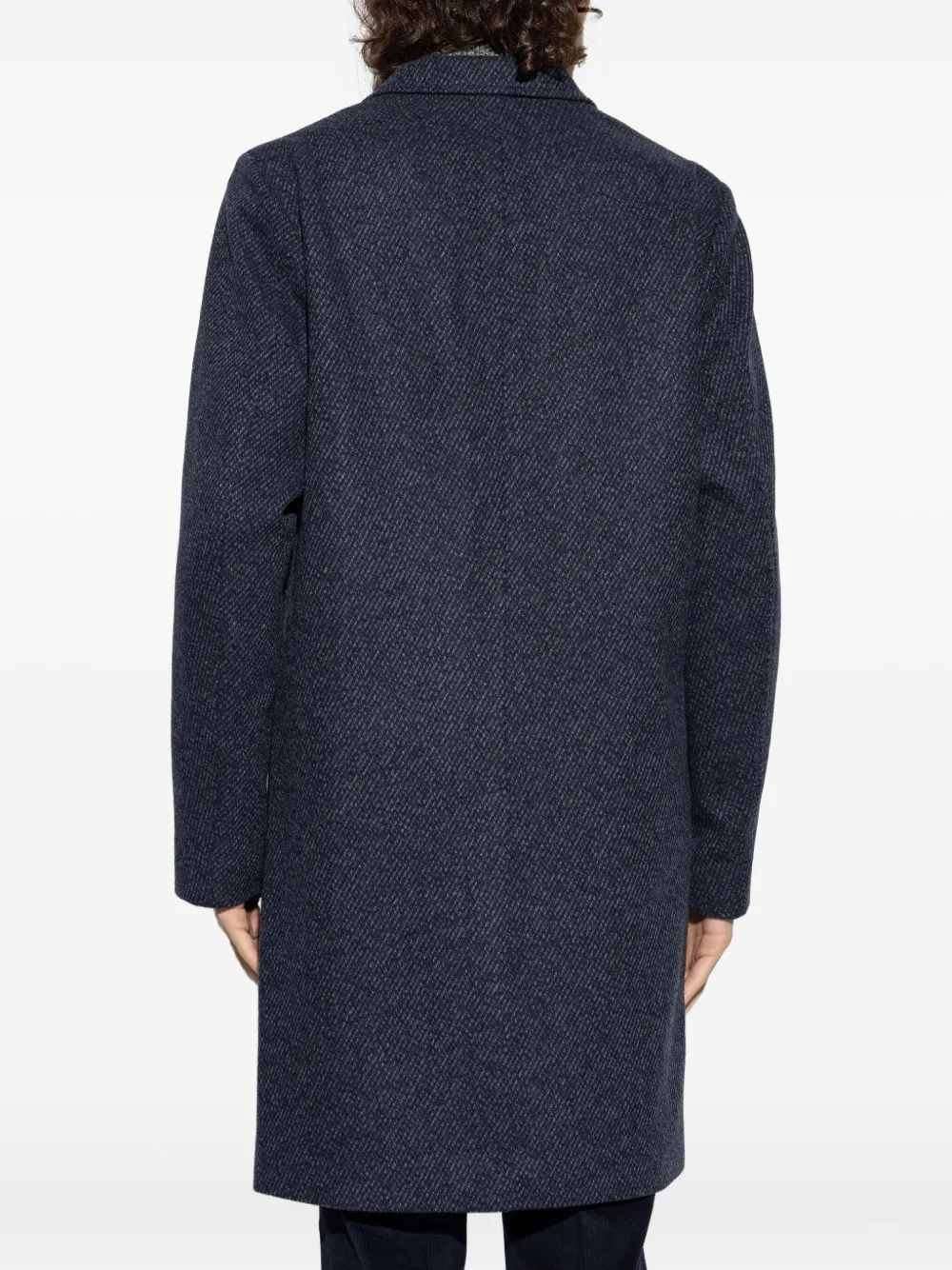 Ps By Paul Smith Buttoned Twill Coat In Blue