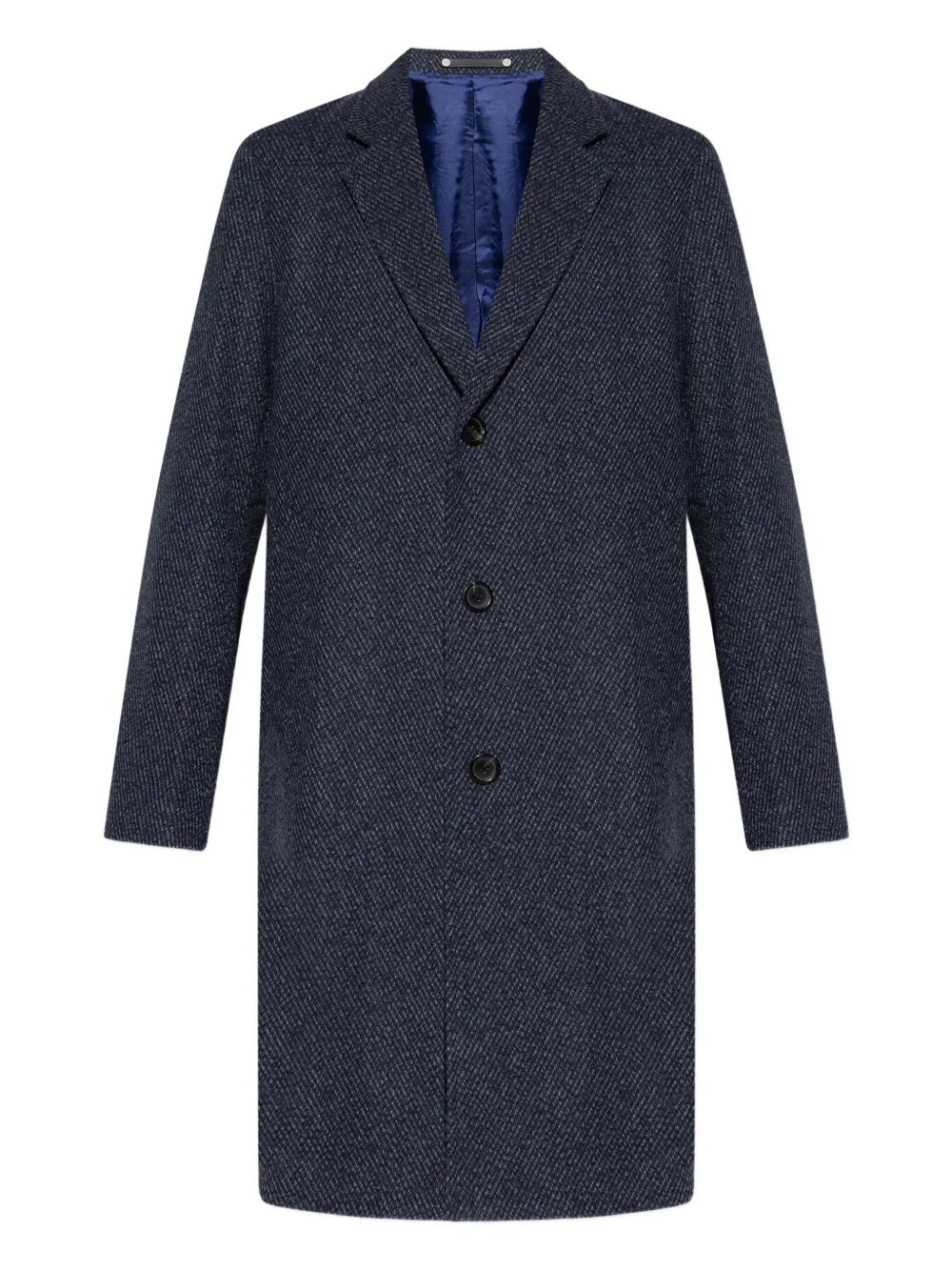 Ps By Paul Smith Buttoned Twill Coat In Blue