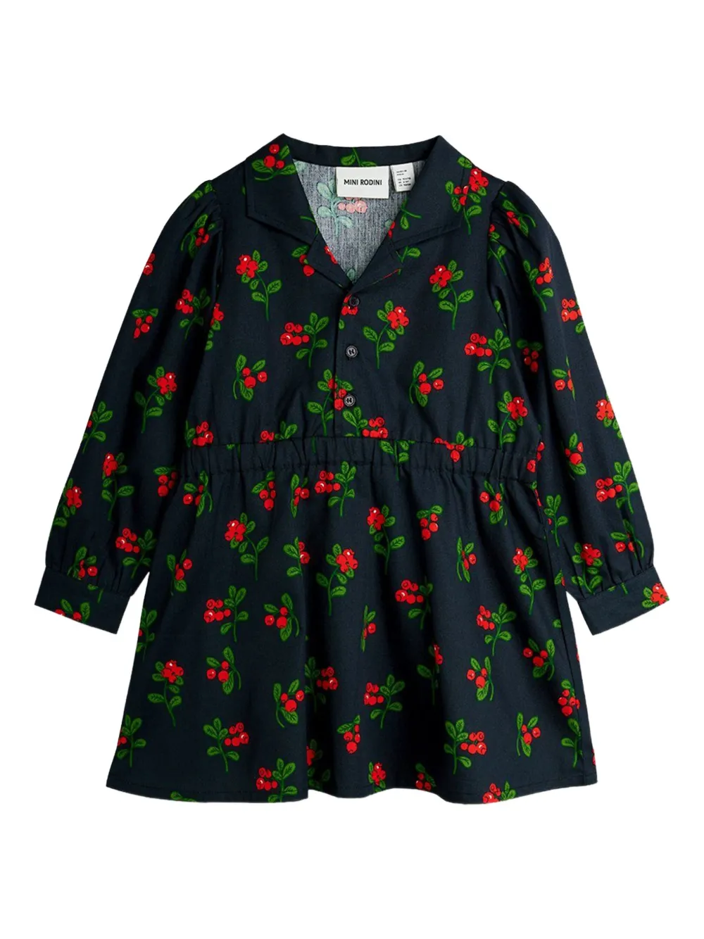 Mini Rodini buttoned floral dress | Black | Image 1