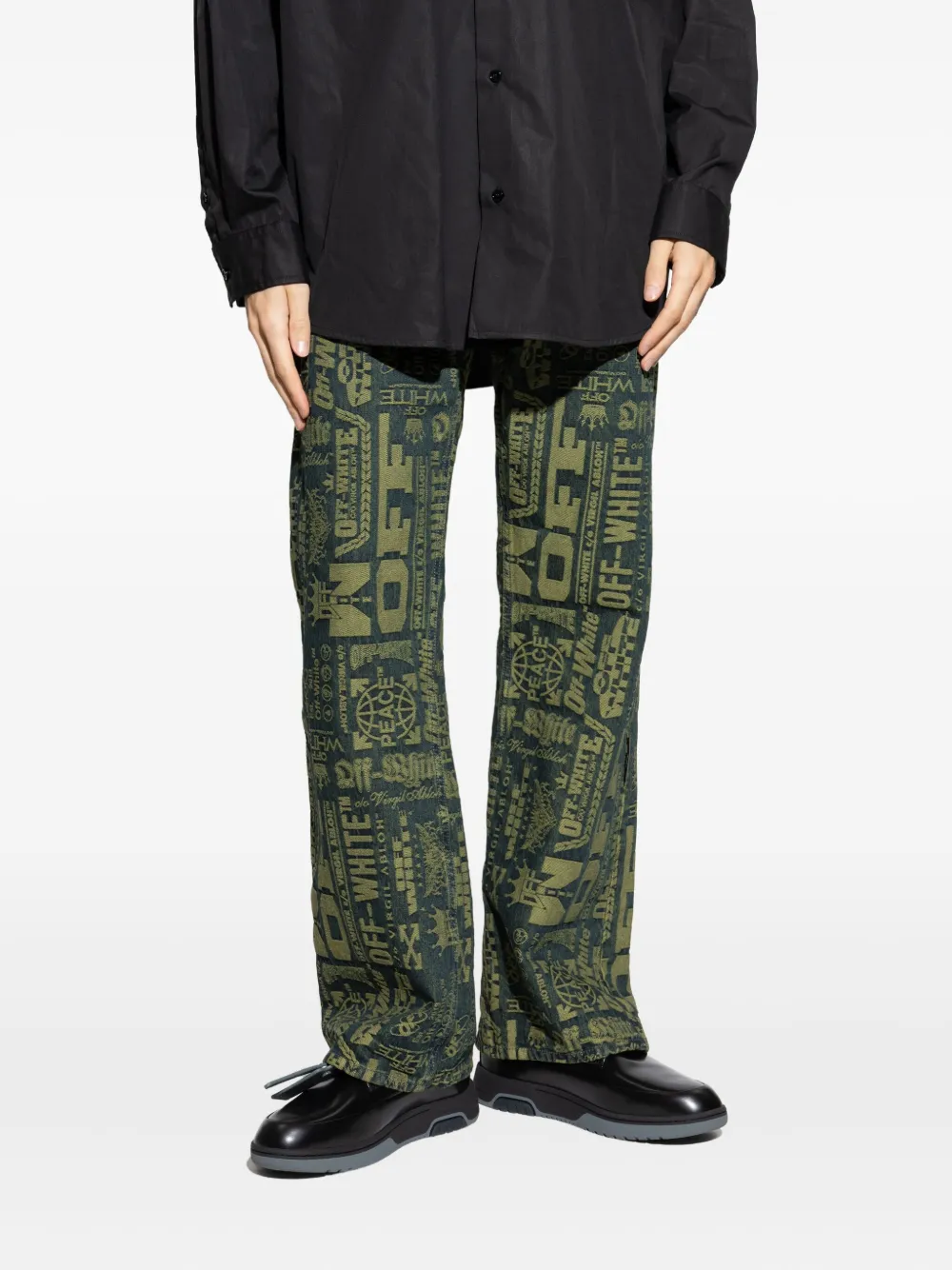 Off-white Belt Loop Jeans In Green
