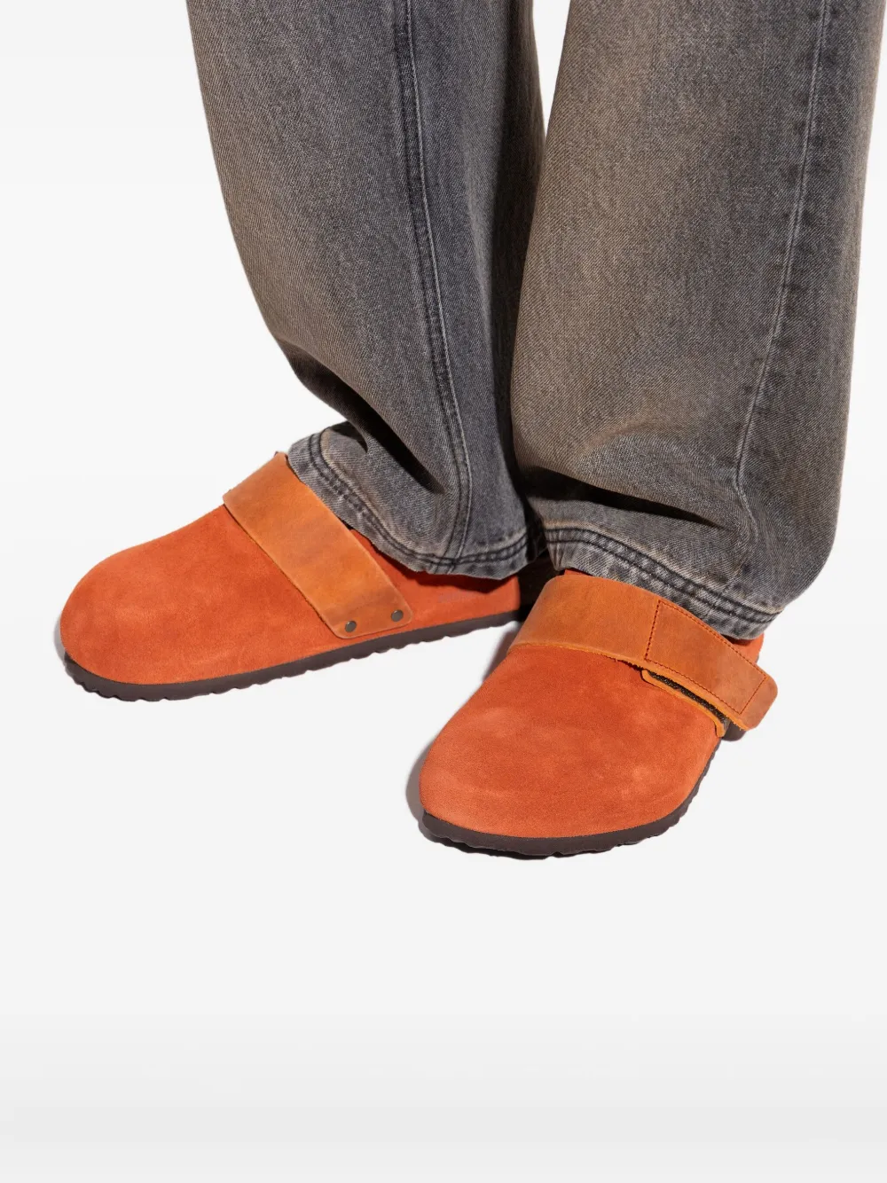 Birkenstock Loma Leather-strap Mules In Orange