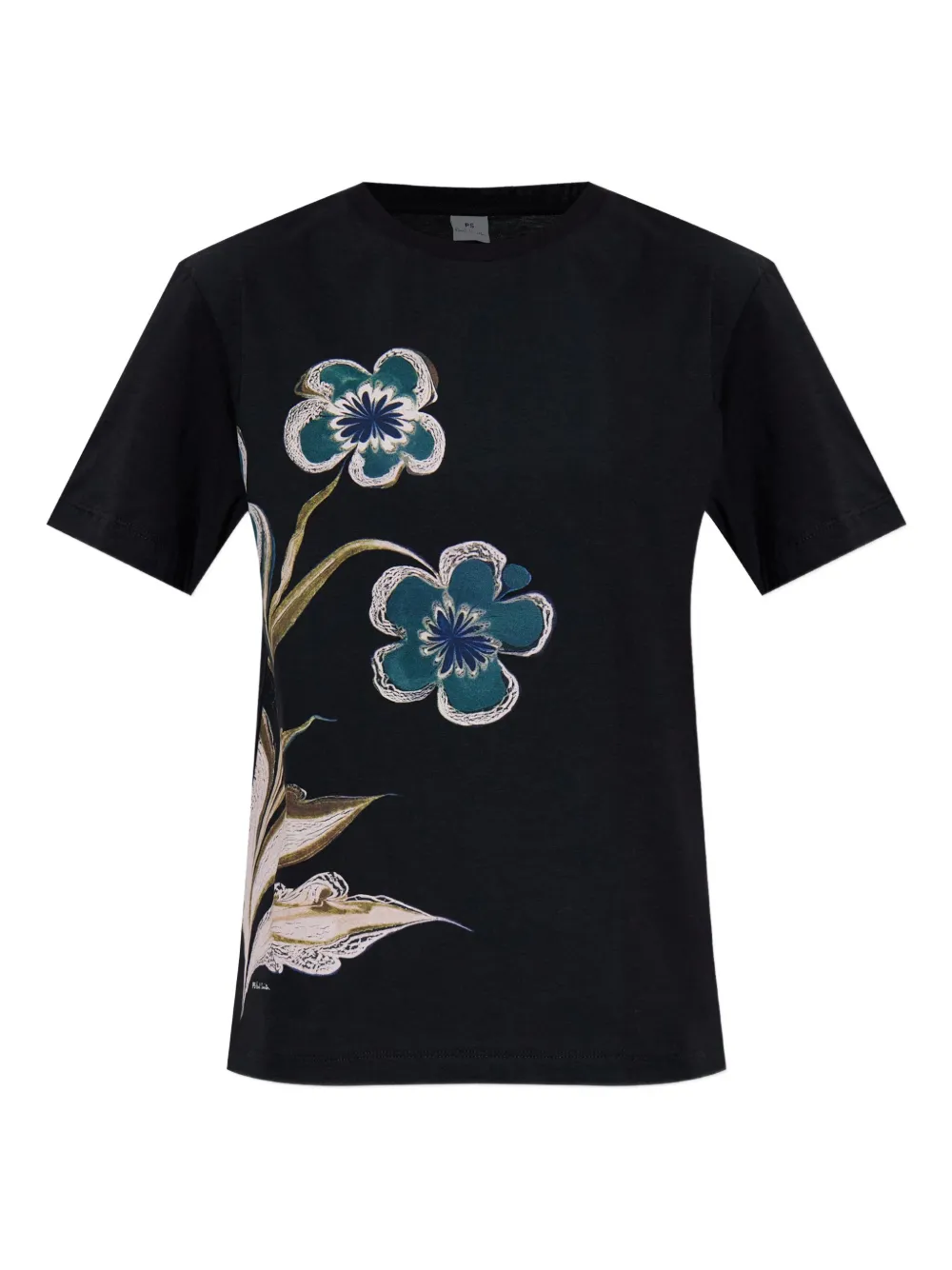 Ps By Paul Smith Floral-print T-shirt In Black