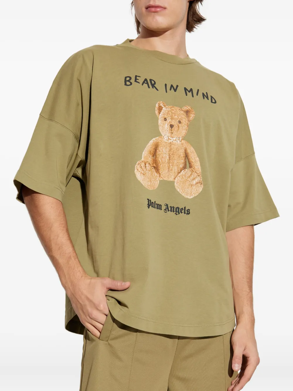 Palm Angels T-shirt met grafische beerprint Groen
