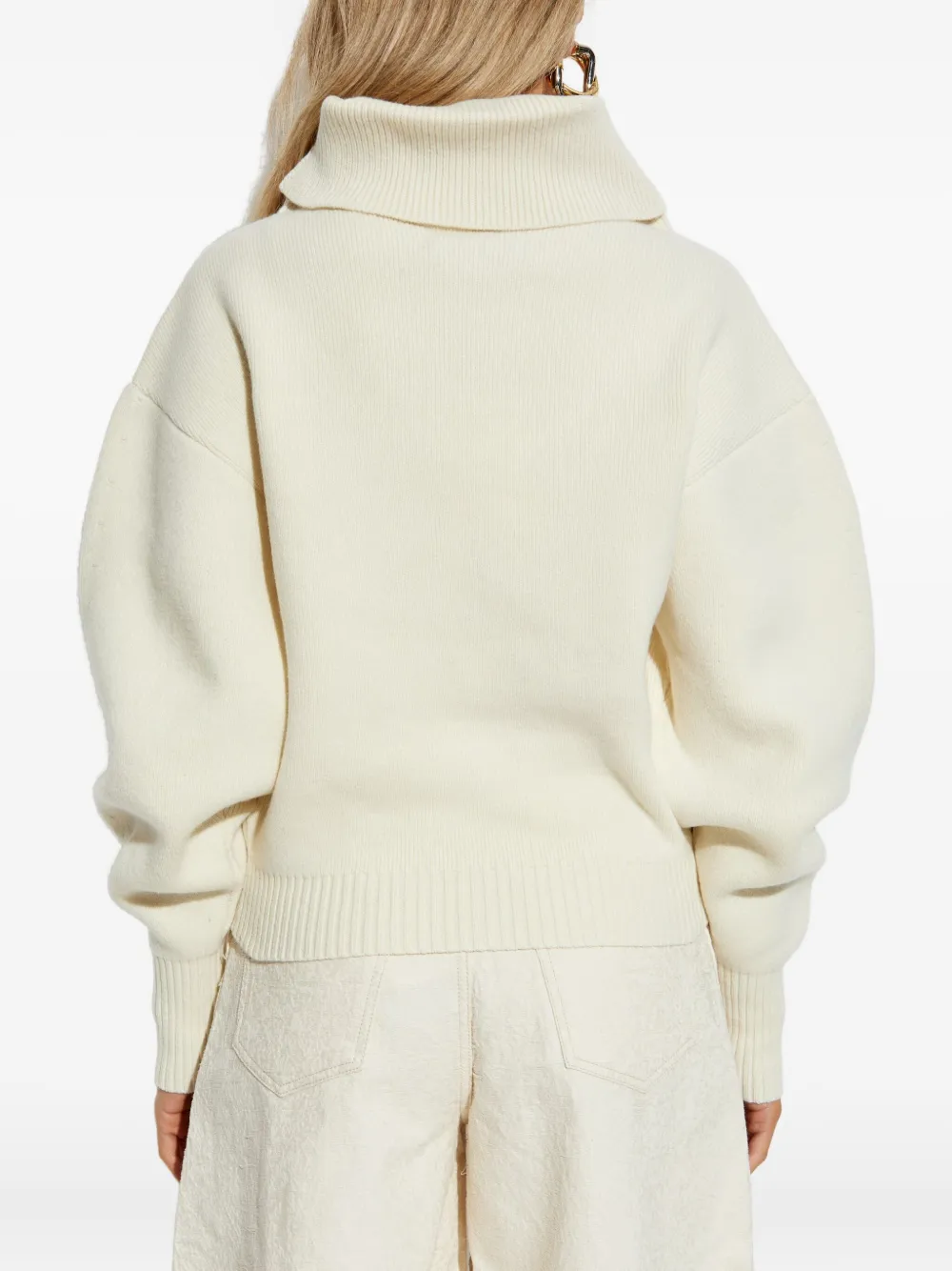 Jacquemus Off White Virgin Wool La Maille Pallone Pullover In White