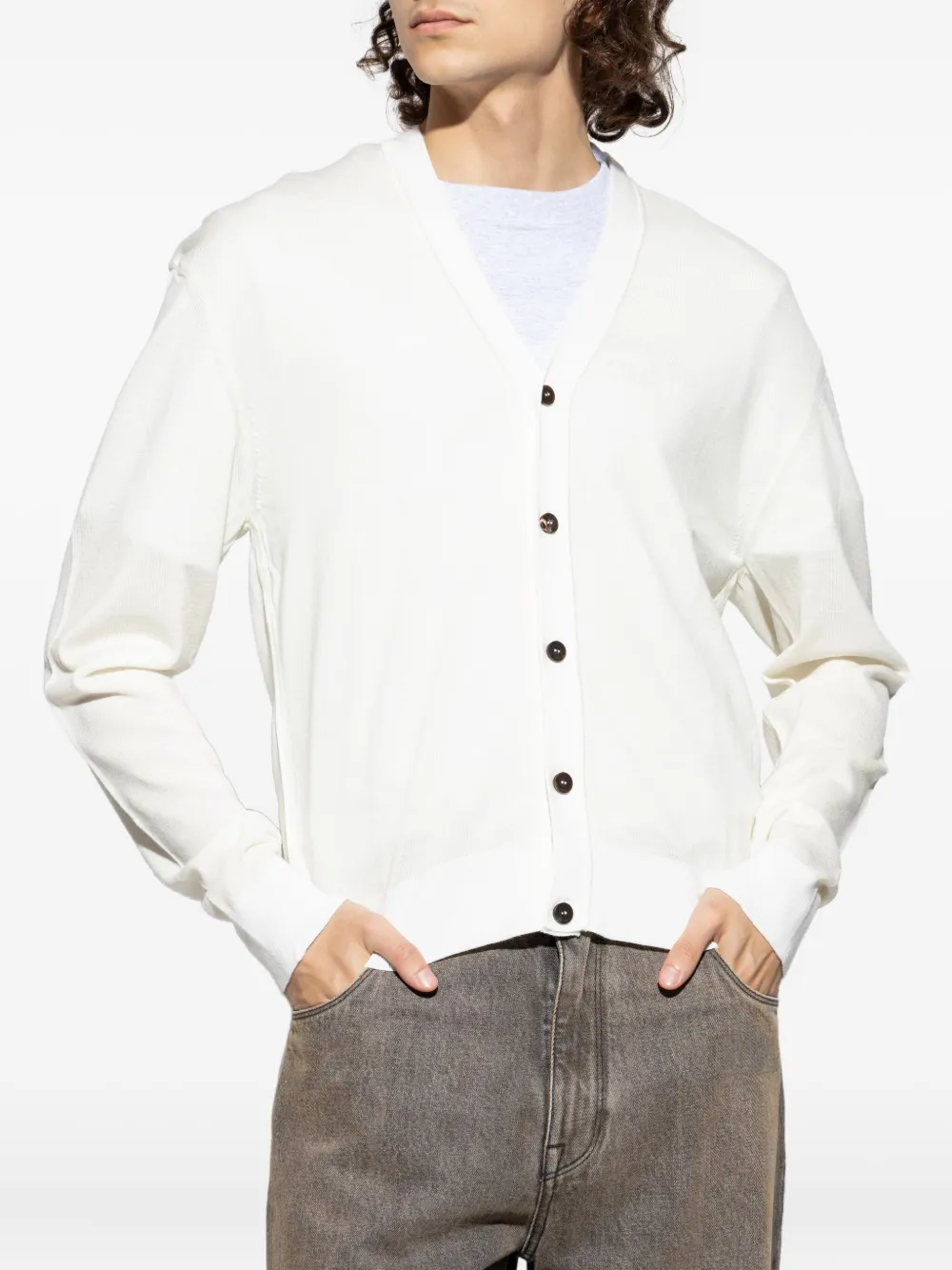 Jacquemus Buttoned Logo-embroidered Cardigan In White