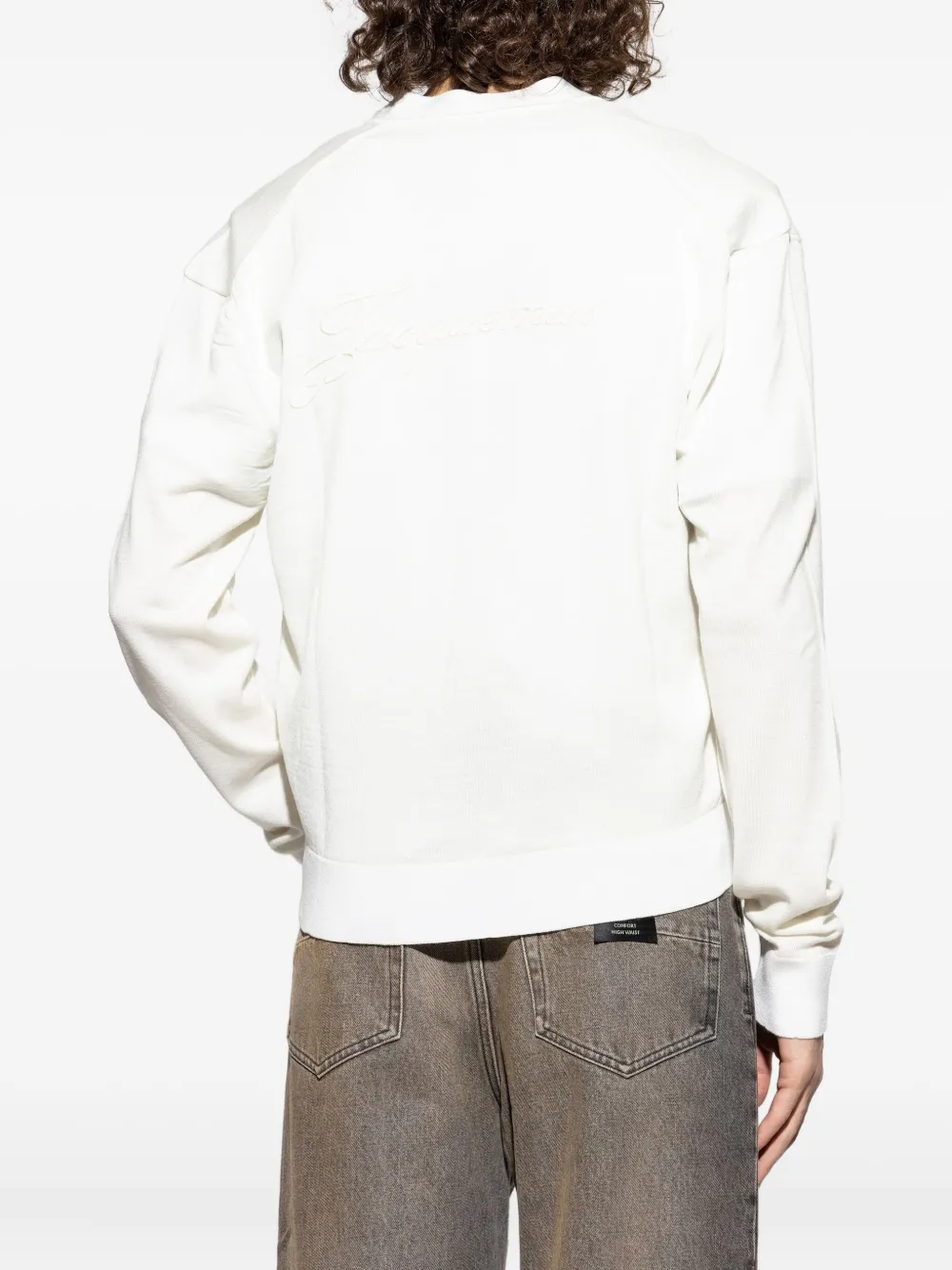 Jacquemus Buttoned Logo-embroidered Cardigan In White