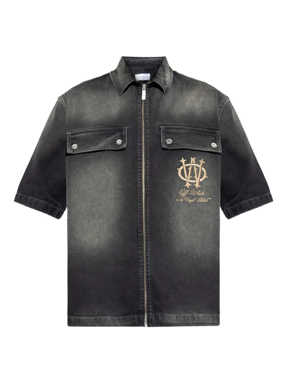Off-White short-sleeved denim shirt | Black | Image 1